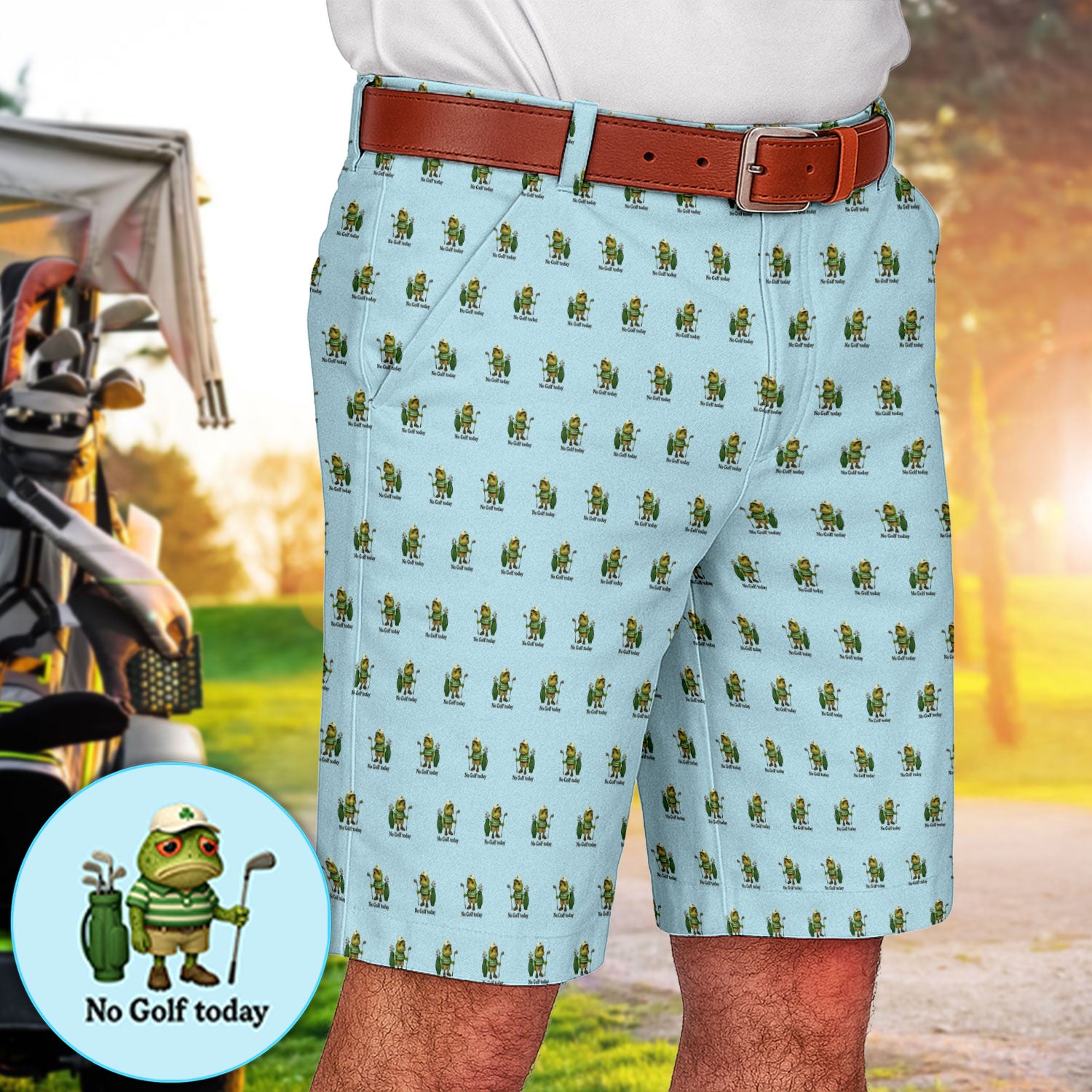 No Golf Today Pattern Golf Short, Funny Frog Golf Shorts For Men, Golf Gift For Golfer