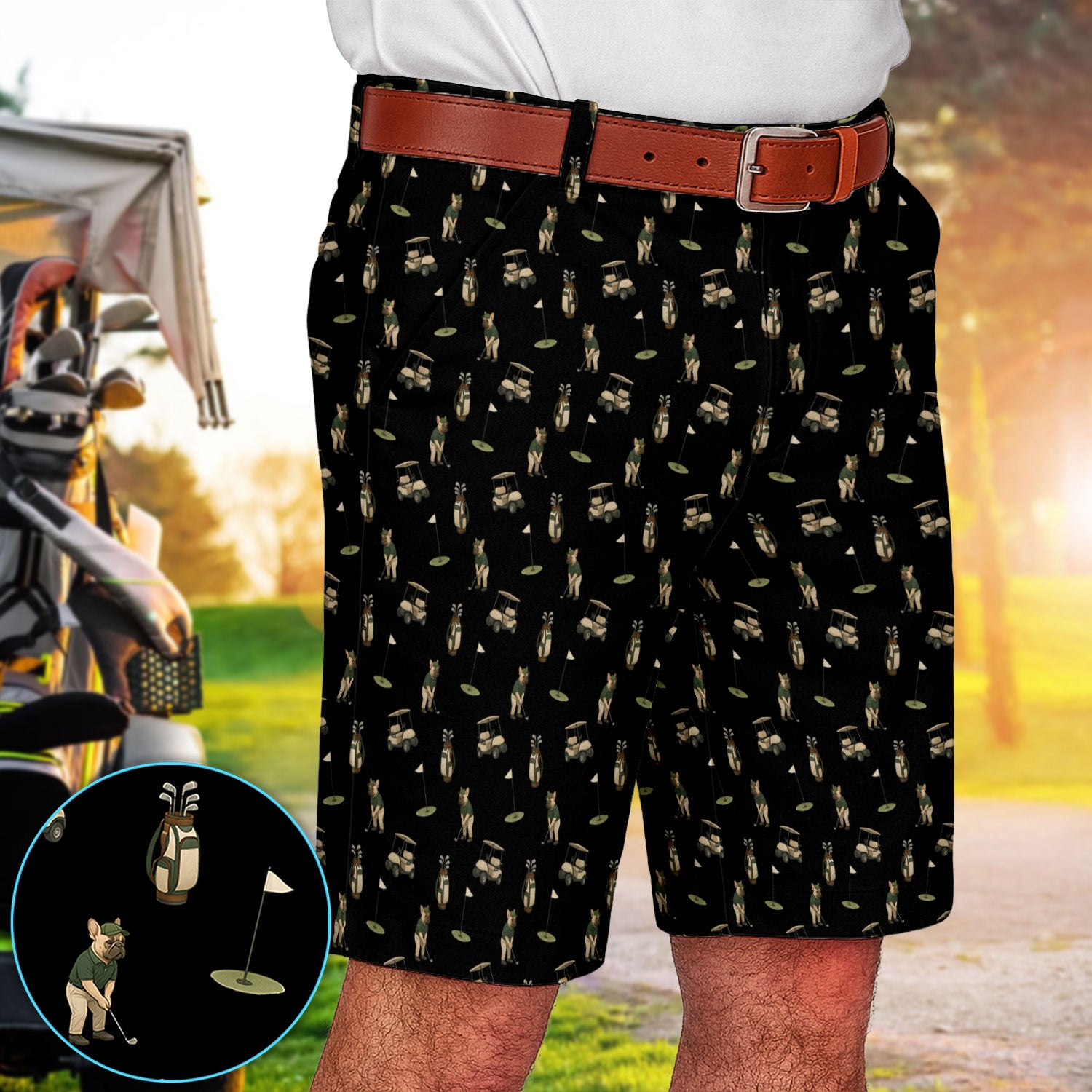 Crazy French Bulldog Golf Shorts, Funny Frenchie Golf Short For Men, Golf Gift For Golfer