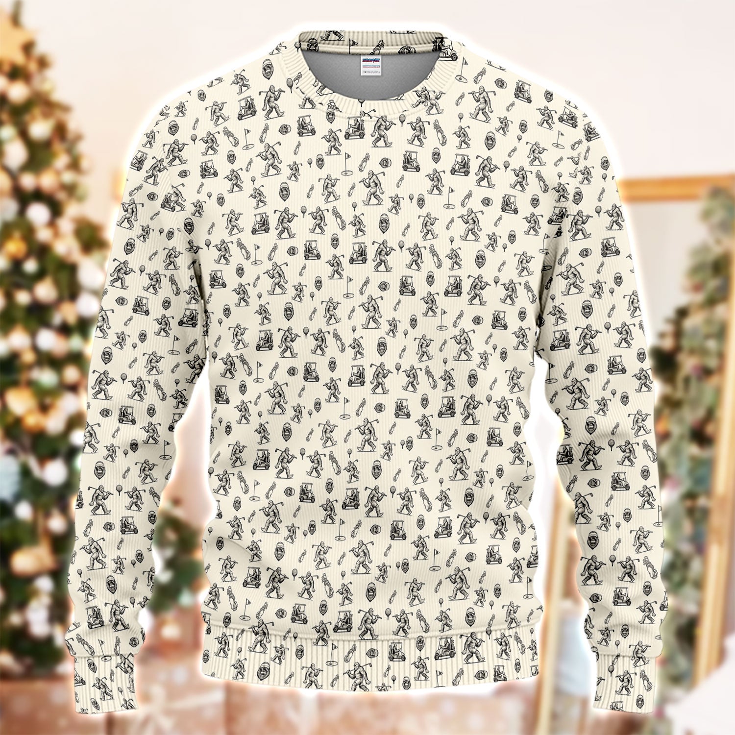 Squatch Bigfoot Pattern Golf Ugly Sweater, Funny Bigfoot Golf Sweater, Golf Gift For Men