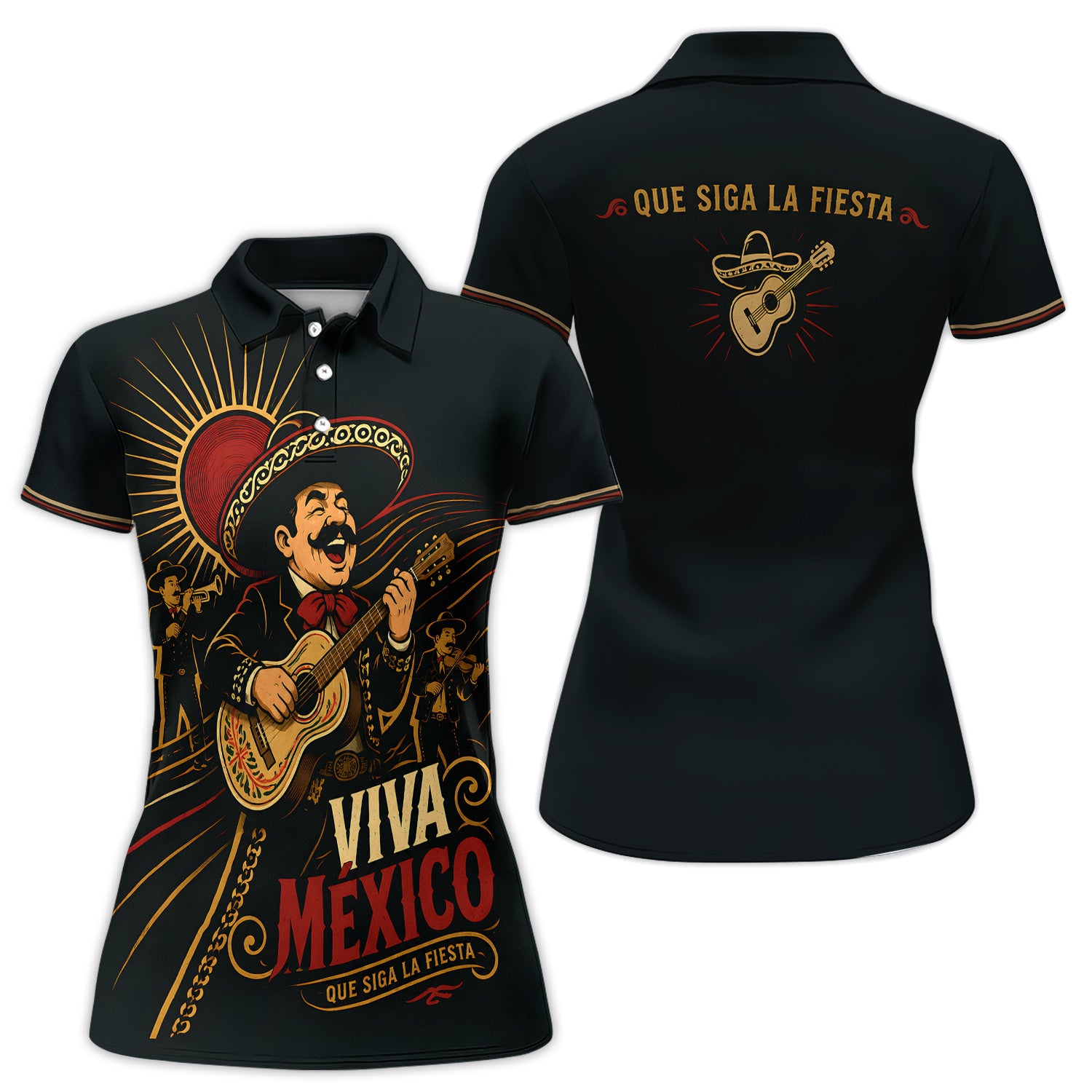 Viva México Fiesta Polo Shirt for Women – Que Siga La Fiesta Mariachi Party Polo