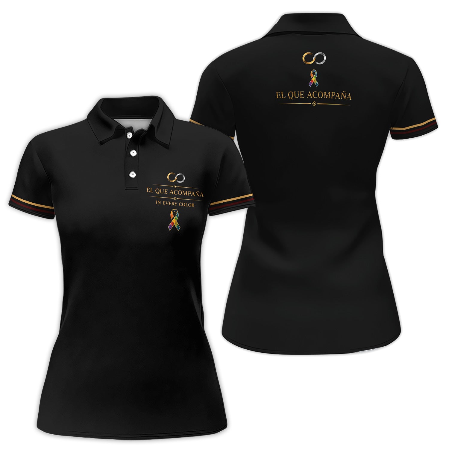 Autism Awareness Polo Shirt for Women – El Que Acompaña Infinity Ribbon Support Shirt