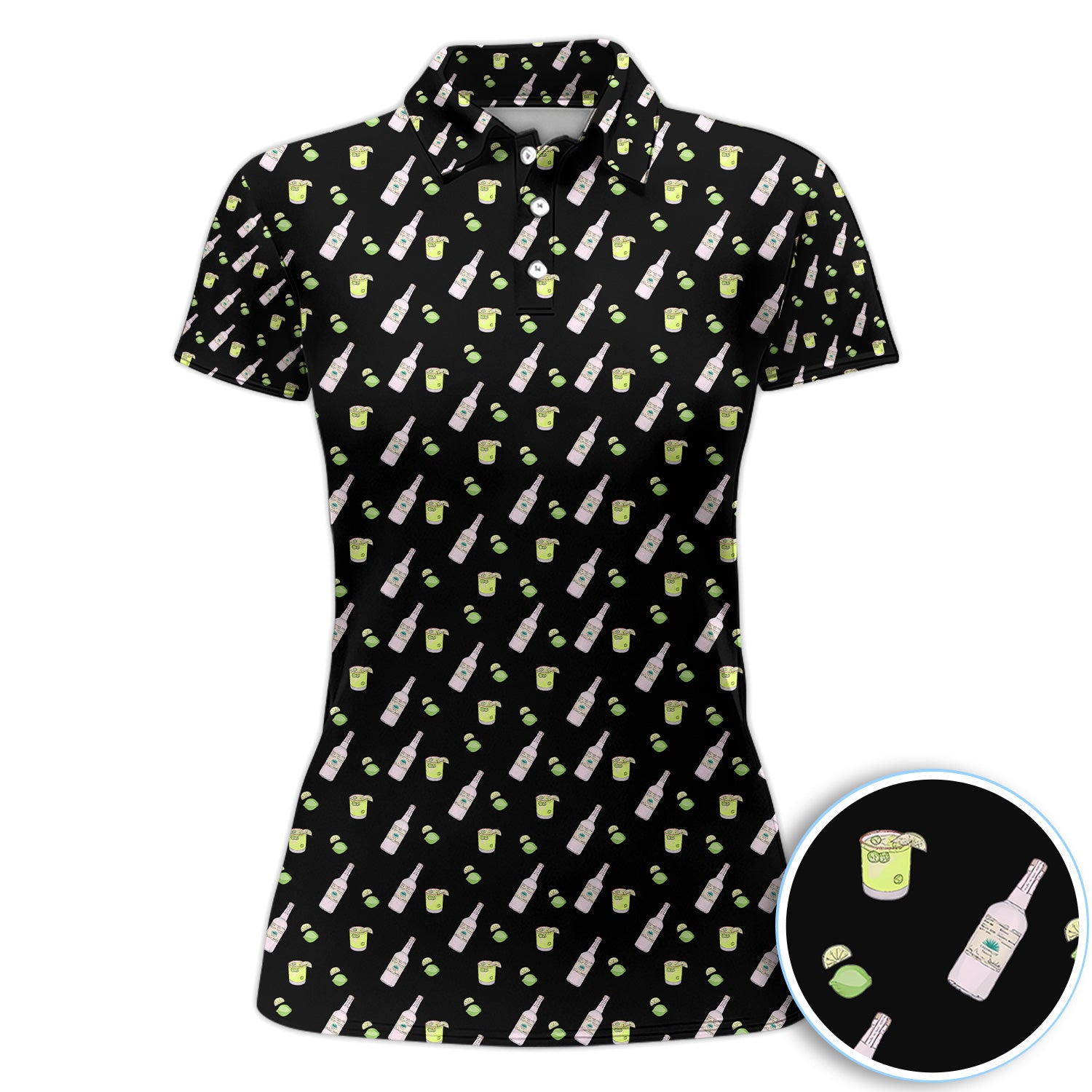 Tequila Lime Pattern Golf Polos, Crazy Tequila Golf Shirt For Women, Funny Golf Shirt