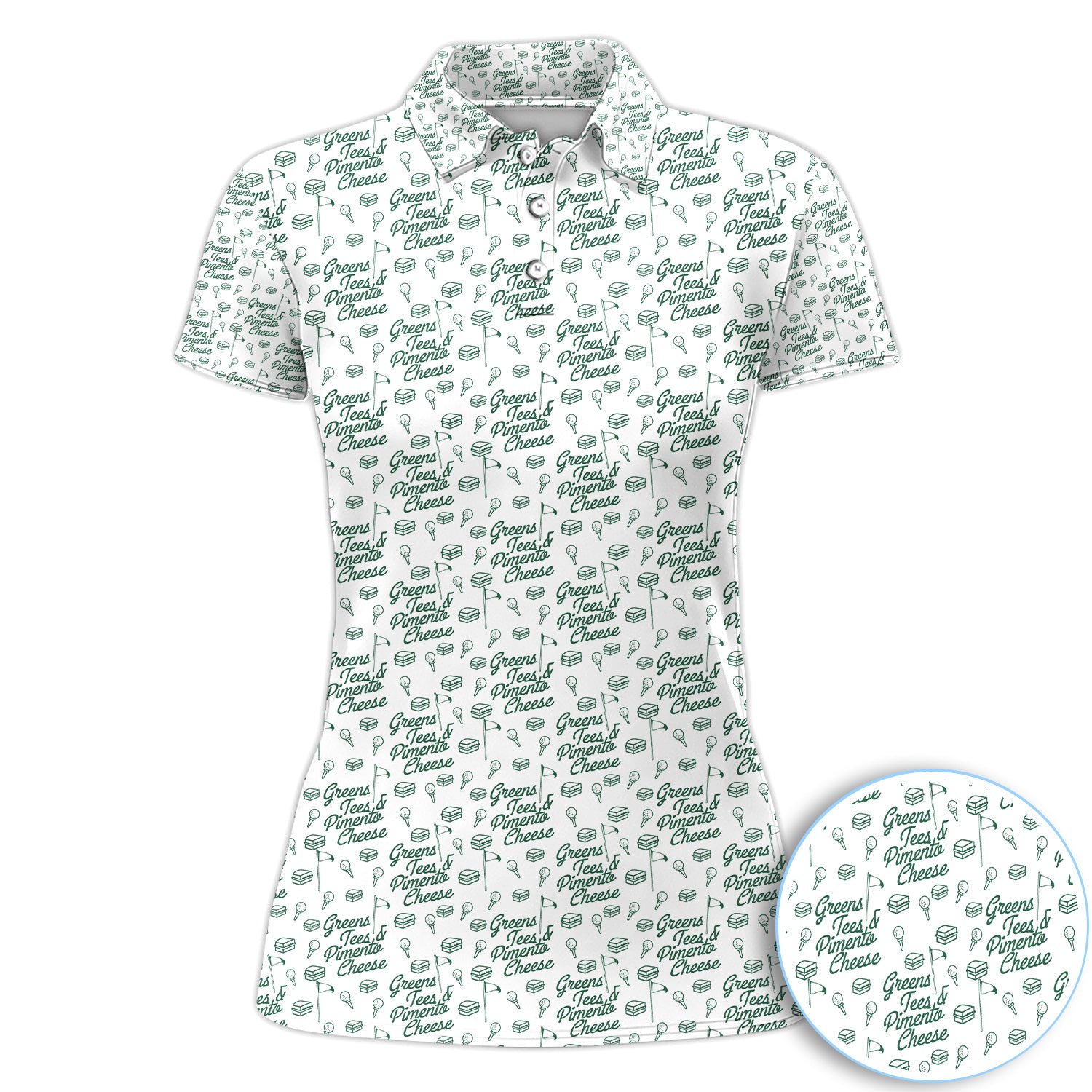 Funny Golf Quote Pattern Polo Shirt, Greens Tees & Pimento Cheese Golf Shirt For Women, Golfer Gift