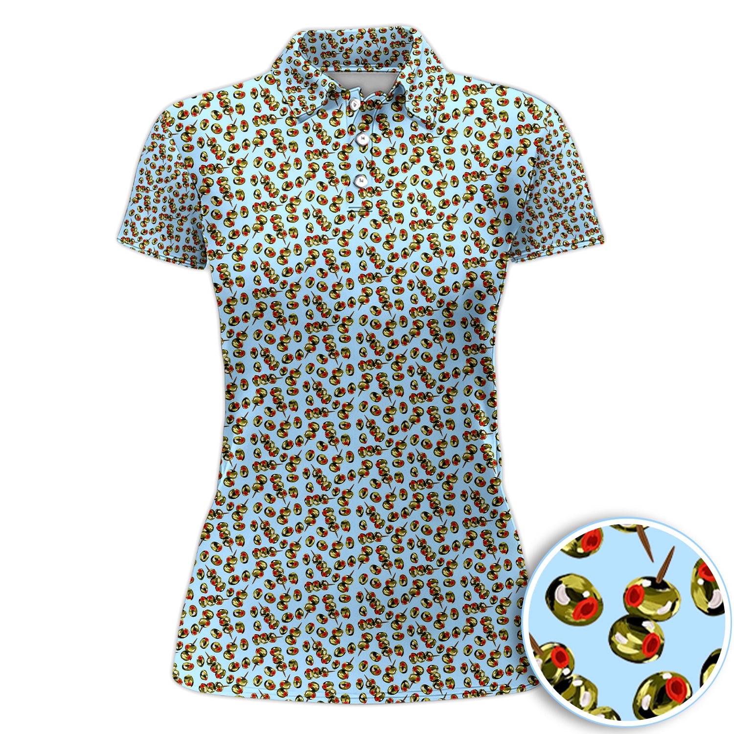 Olive Pattern Golf Polos, Crazy Olive Golf Shirt For Women, Funny Golf Shirt