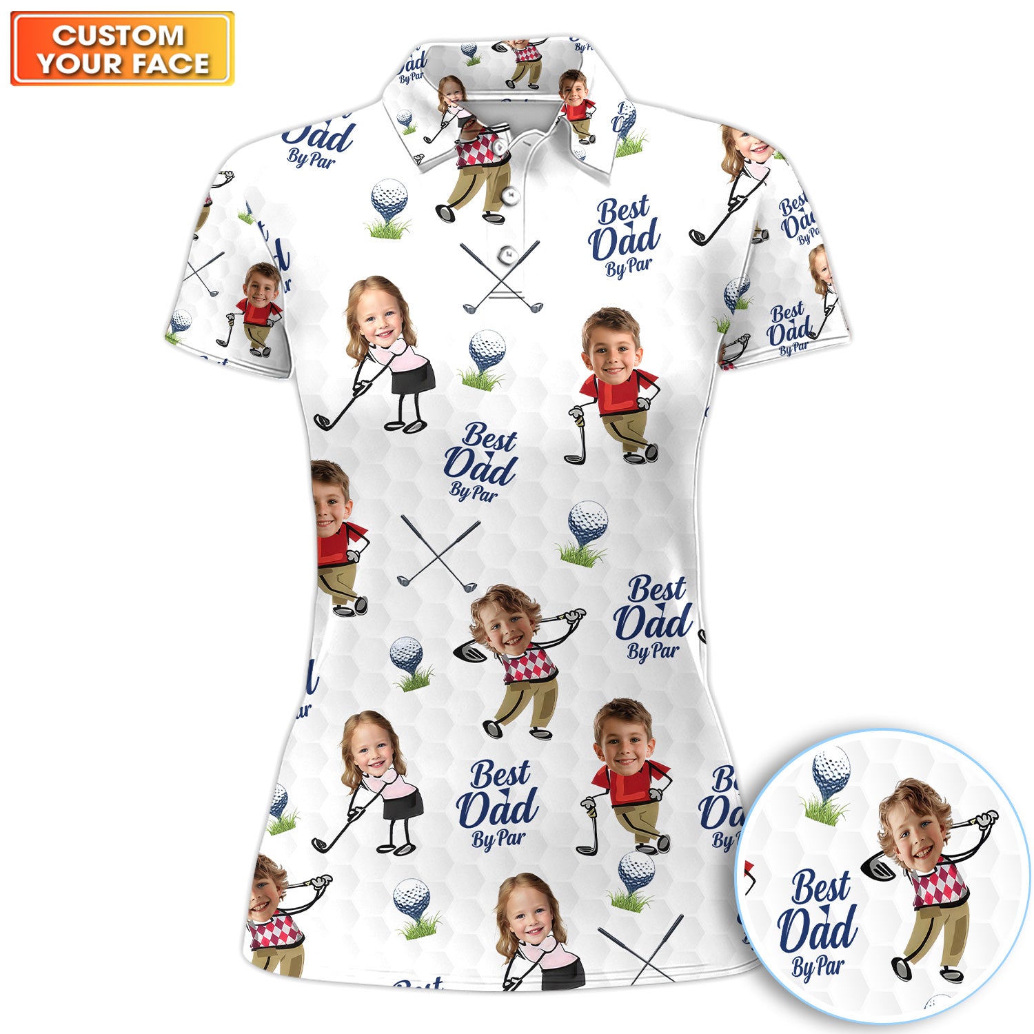 Personalized Best Dad By Par Golf Shirt, Custom Photo Golf Polo Shirt For Women, Father’s Day Golfer Gift