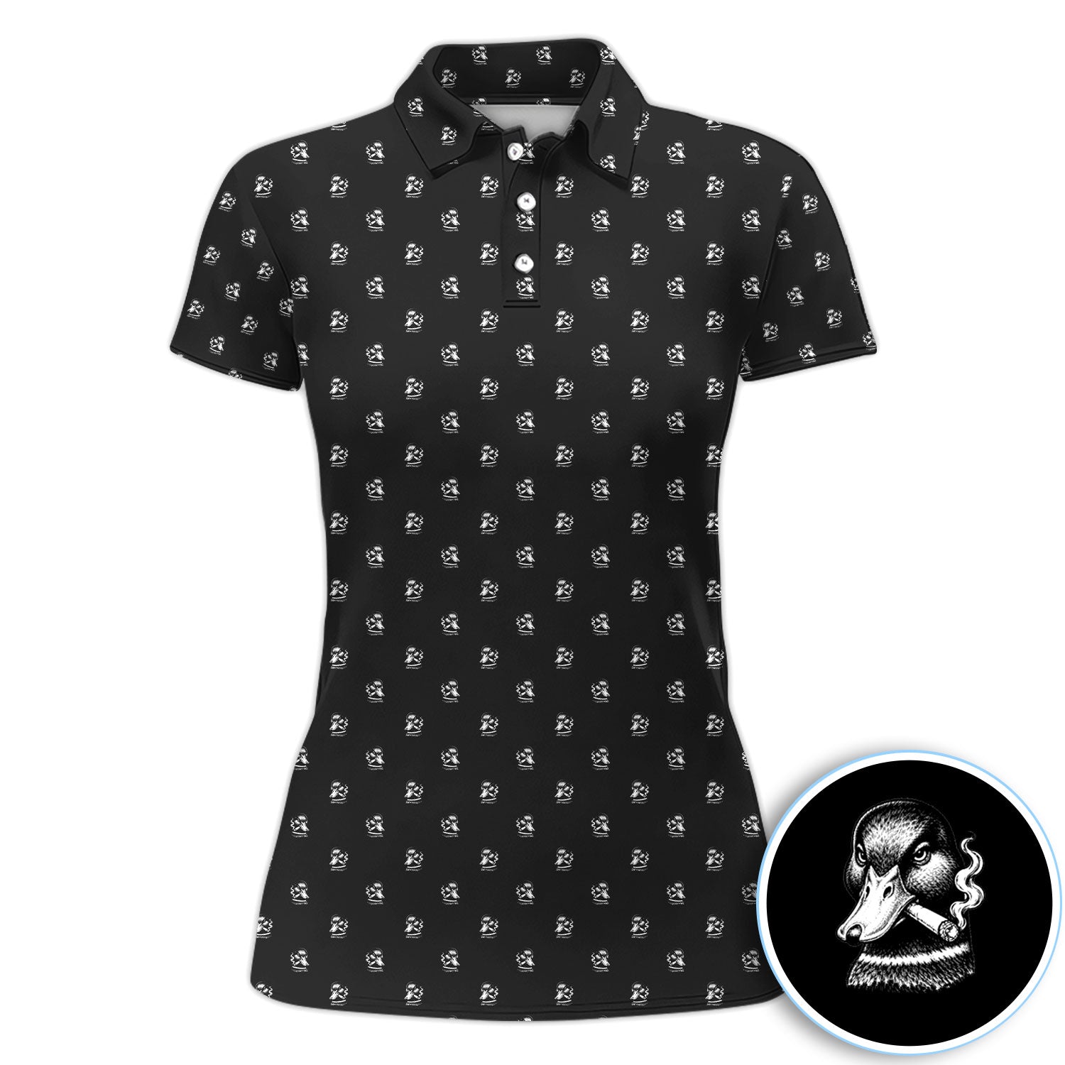 Vintage Smoking Duck Pattern Shirt, Duck Golf Polo Shirt For Women, Hunter Gift