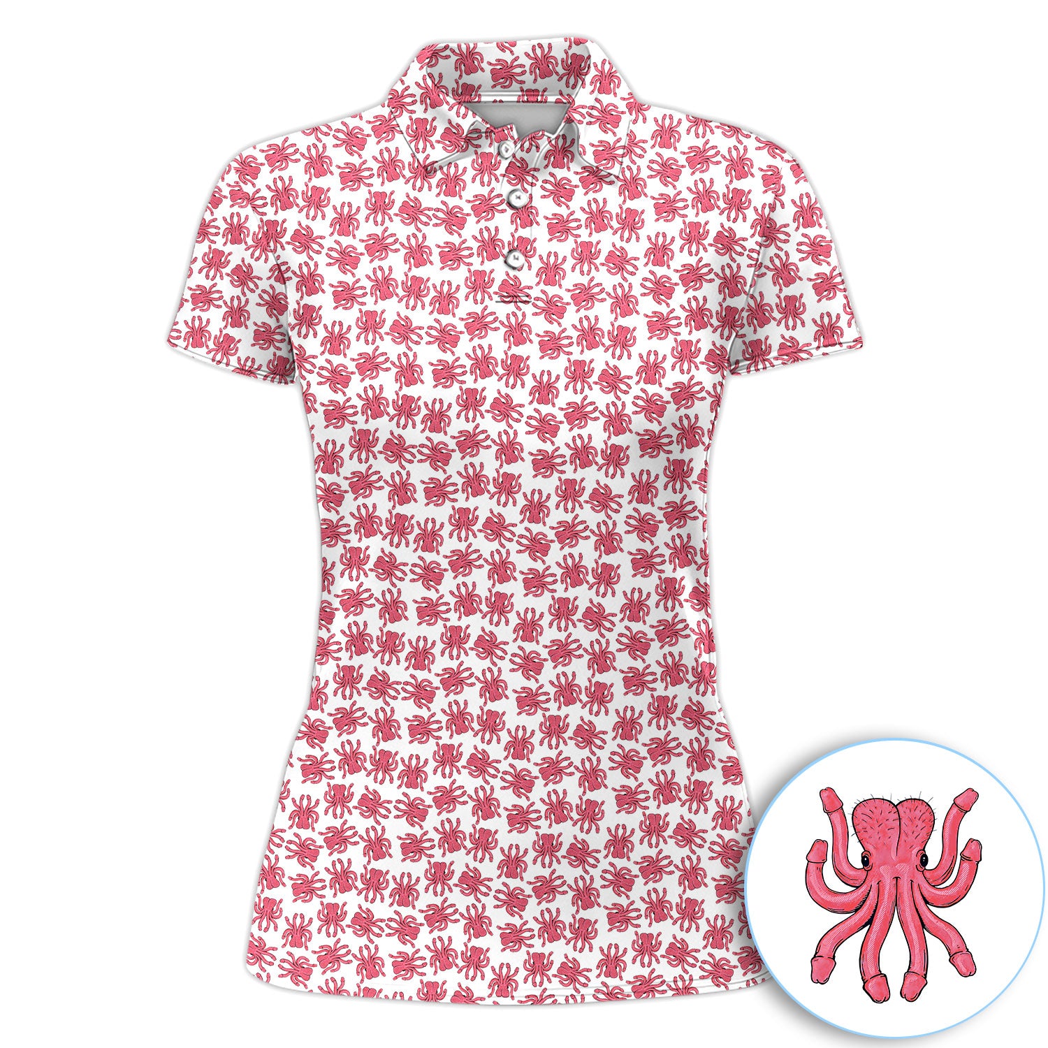 Pink Octopus Golf Pattern Shirt, Cute Sea Animal Golf Shirt For Men, Ocean Lover Gift