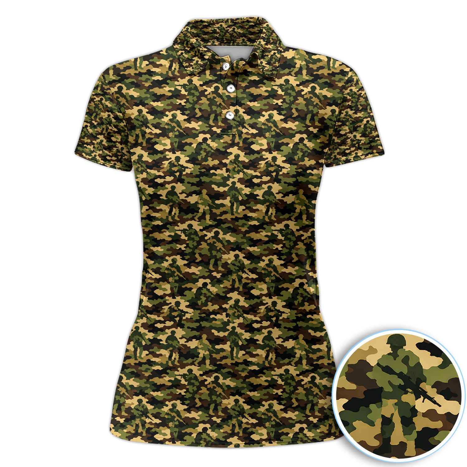 Camouflage Pattern Green Military Army Golf Polos, Golf Shirt For Women, Funny Golf Shirt