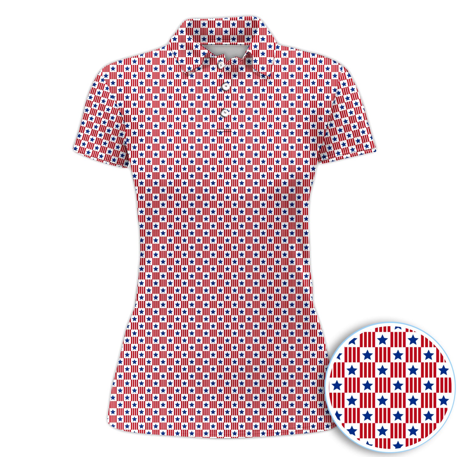 USA Stars Stripes Golf Shirt For Women, Patriotic American Flag Golf Pattern Shirt, 4th Of July Gift