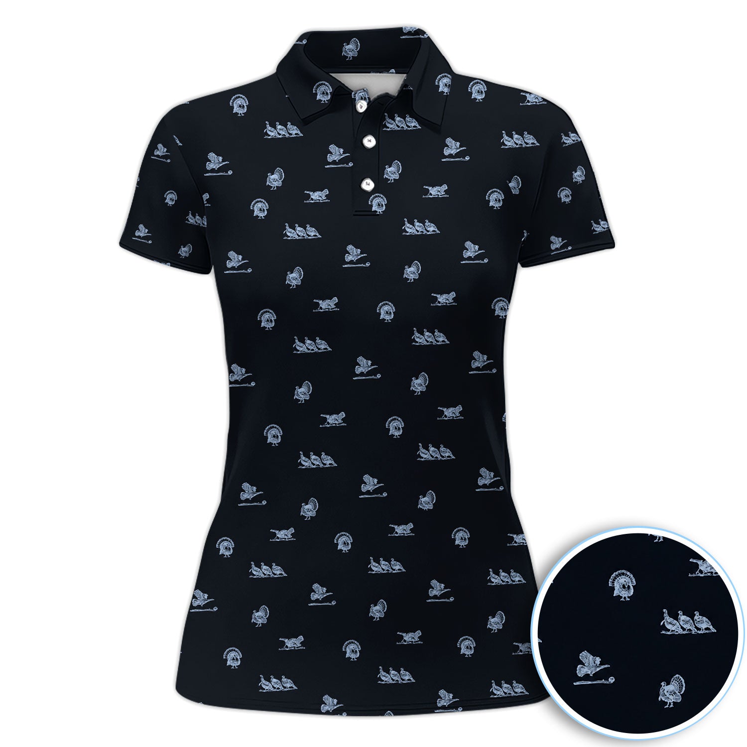 Vintage Turkey Hunting Golf Pattern Shirt, Wild Turkey Camo Golf Shirt For Women, Hunter Gift