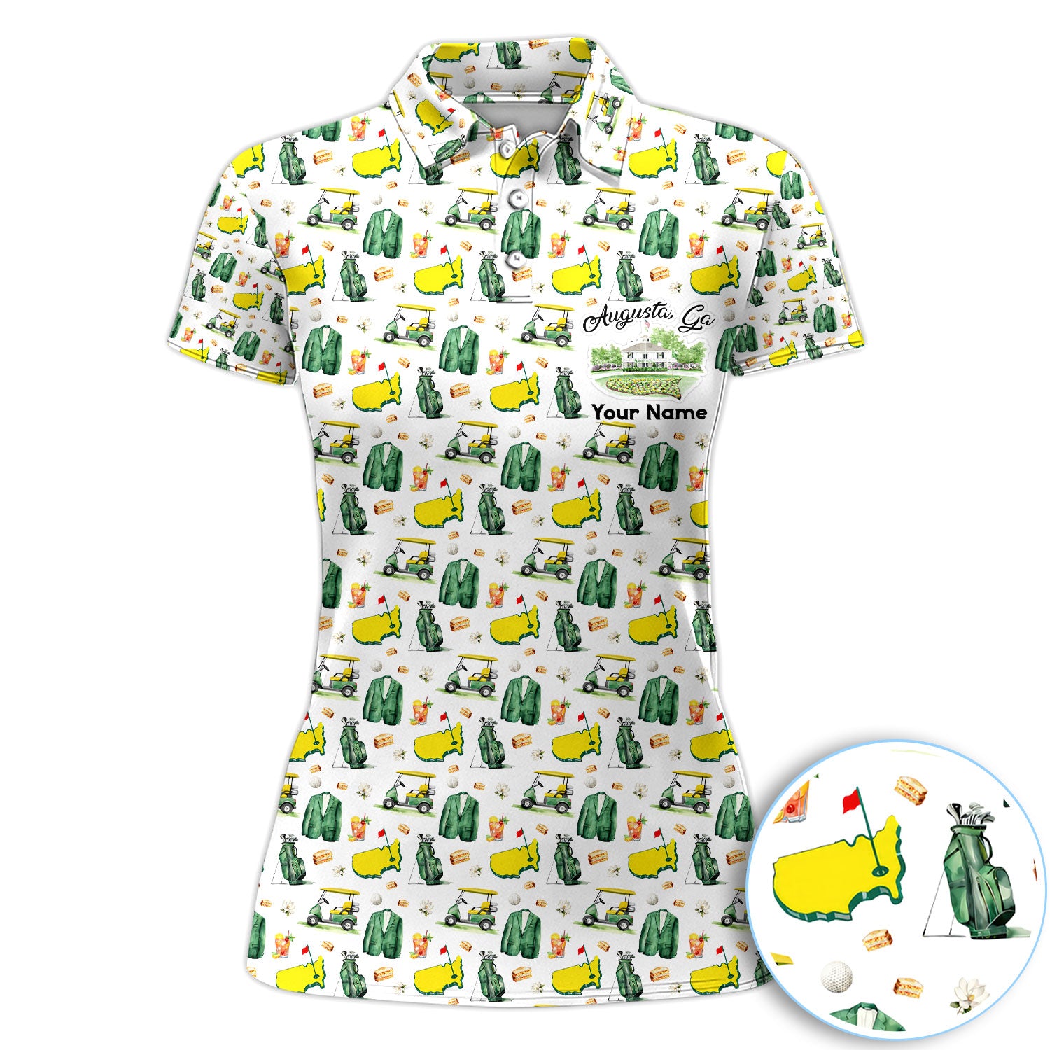 Personalized Augusta Golf Pattern Golf Polos, Masters Golf Shirt For Women, Funny Golf Shirt