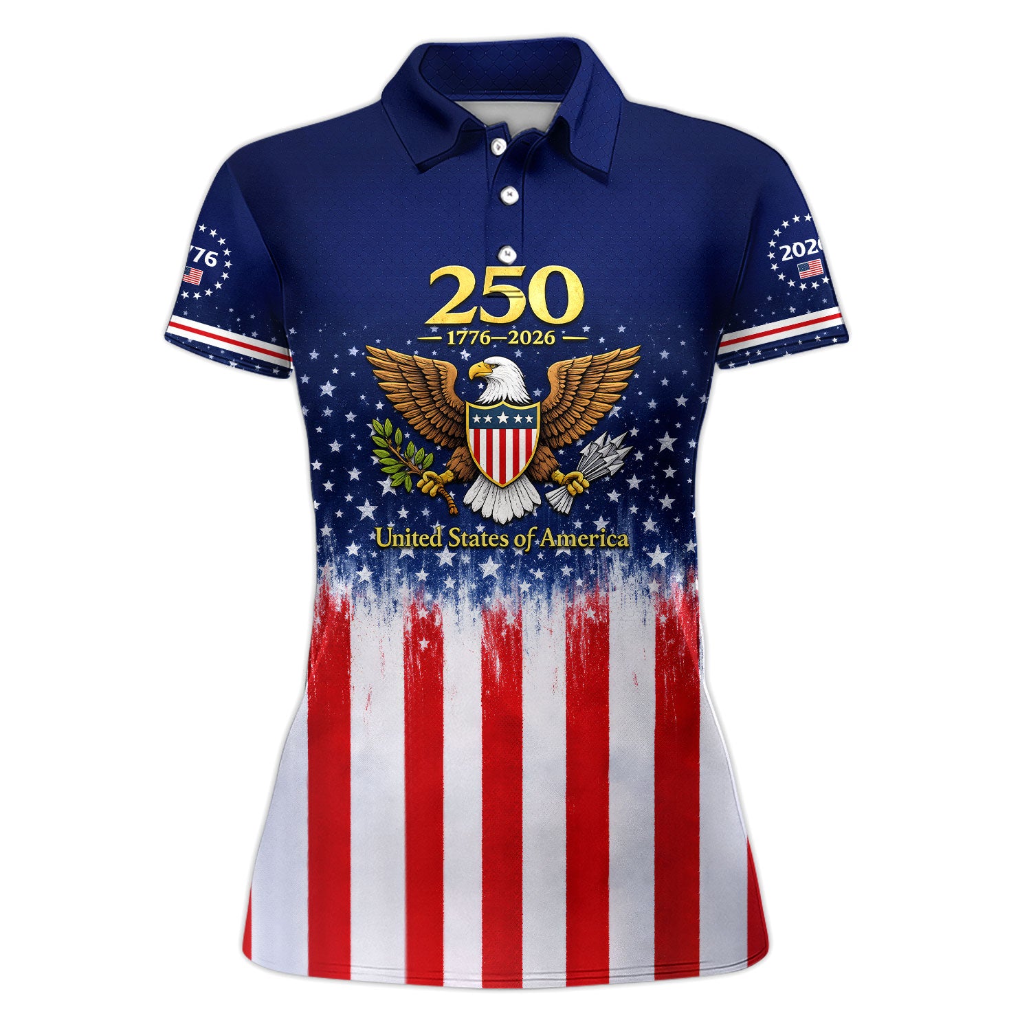 American Eagle 250 Golf Polos, Patriotic USA Flag Golf Shirt For Women, Independence Day Golf Shirt