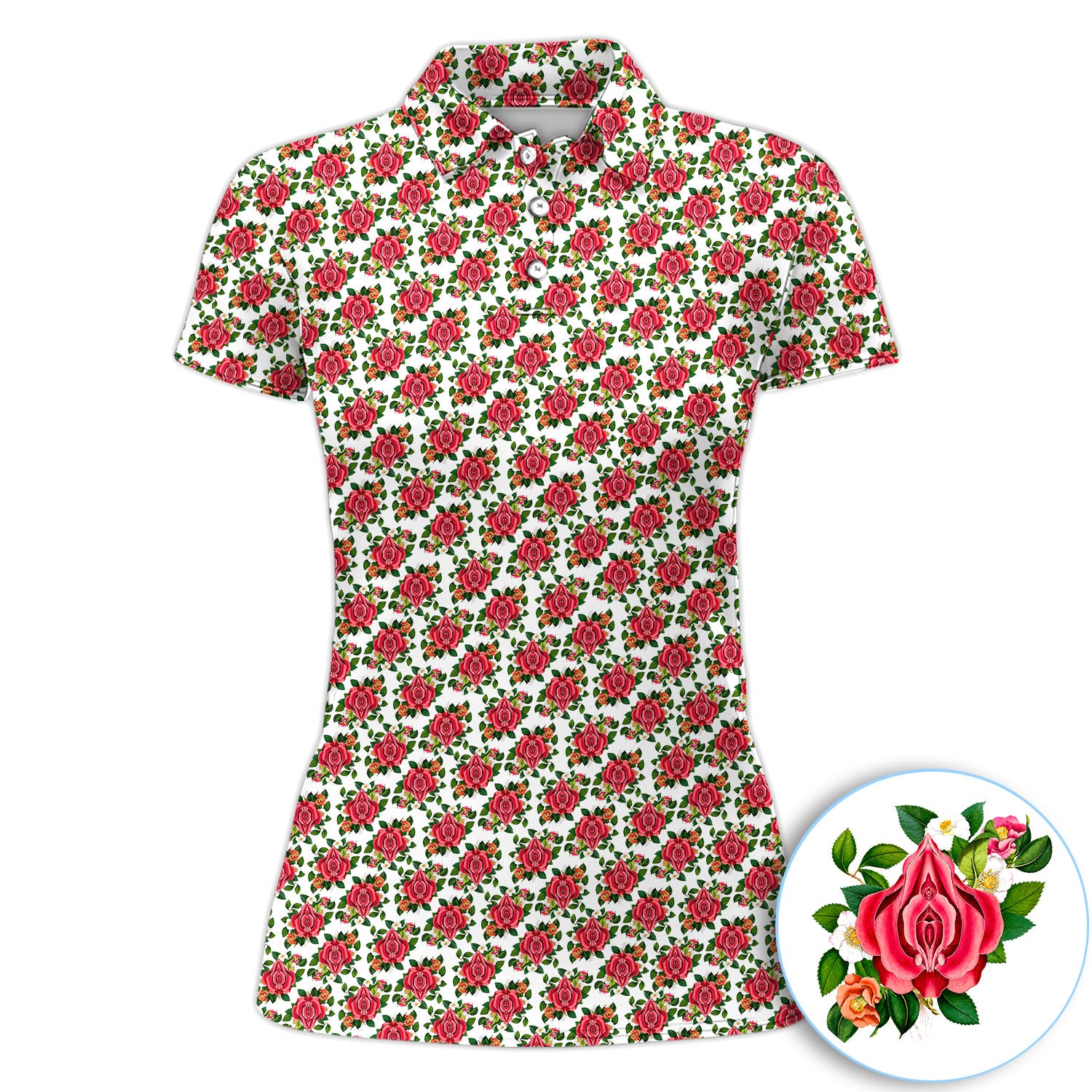 Vintage Rose Floral Golf Pattern Shirt, Romantic Rose Aesthetic Golf Shirt For Women, Flower Lover Gift