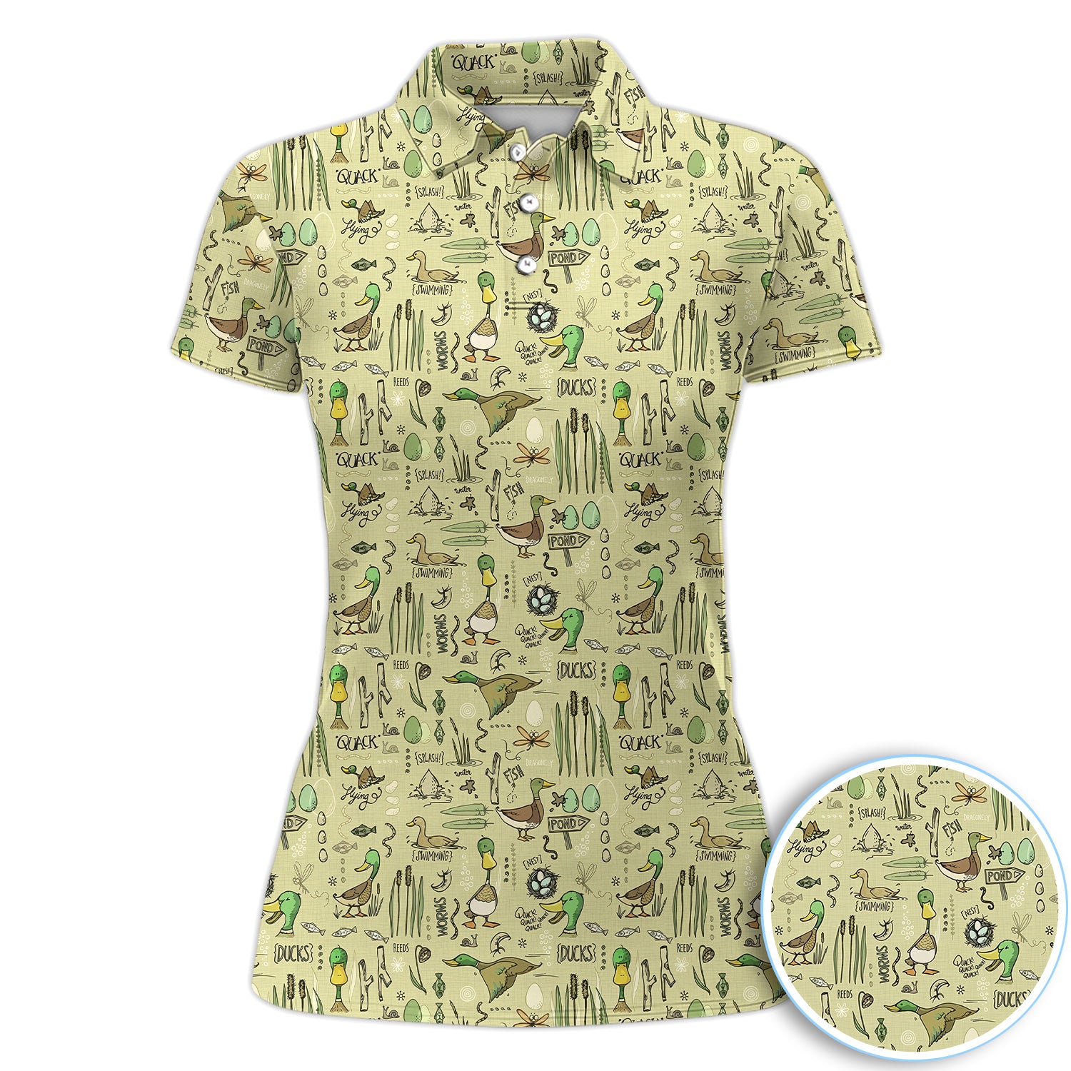 Vintage Duck Hunting Pattern Golf Shirt, Mallard Duck Outdoor Golf Polo Shirt For Women, Hunter Golf Gift