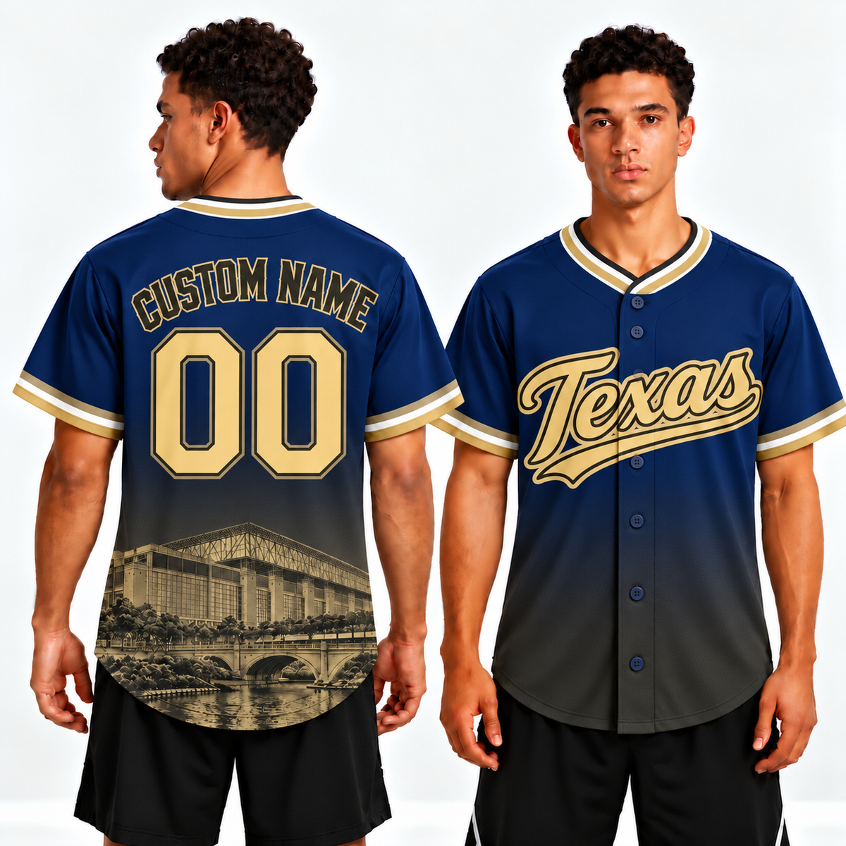 Custom Texas Stadium Ombre Baseball Jersey
