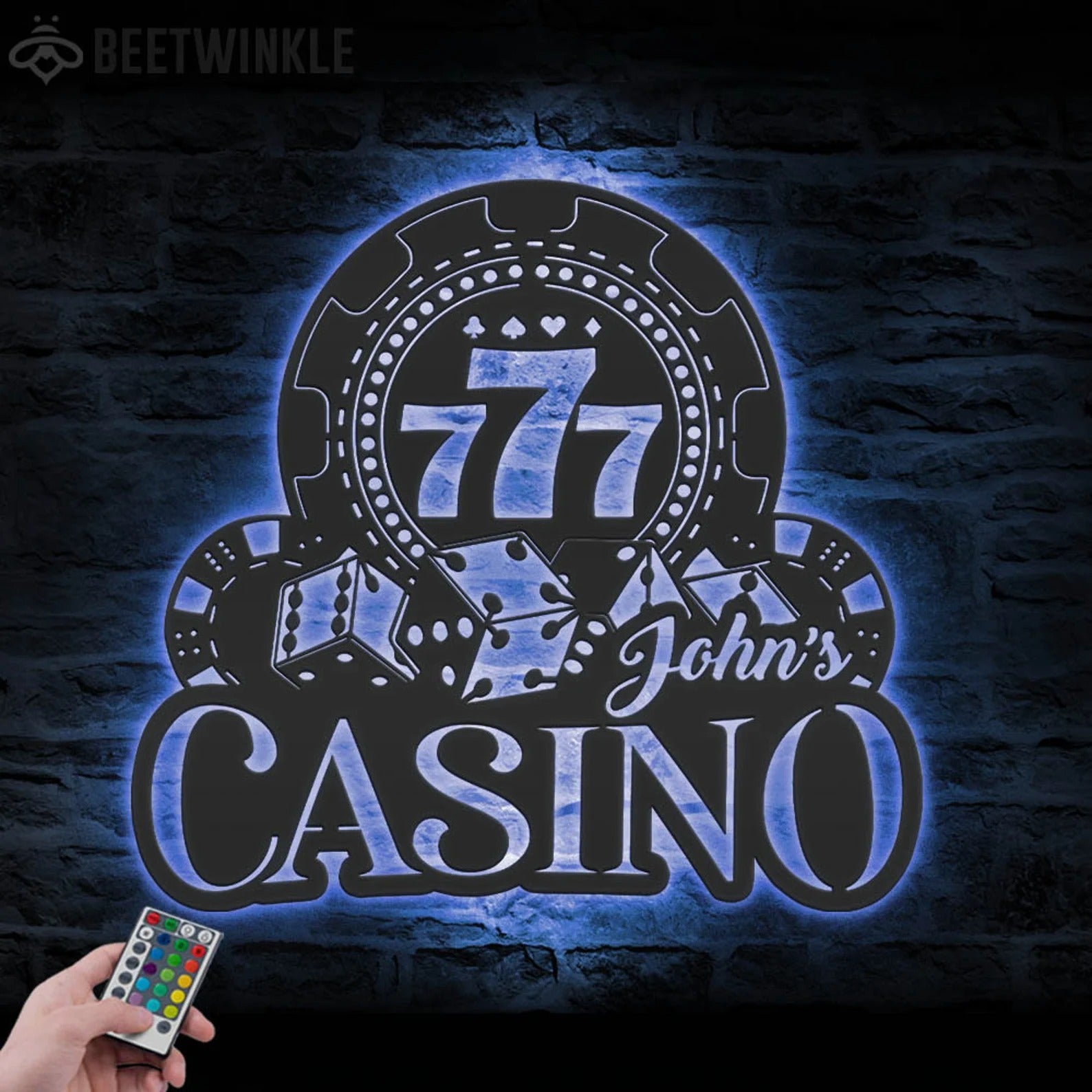 Personalized Casino Sign LED Poker Room Decor, Poker Metal Wall Art, Gift For Poker Lover