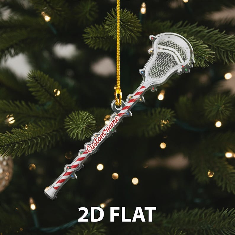 Custom Lacrosse Stick Christmas Ornament, Personalized Name Sports Decor, Unique Holiday Gift for Lacrosse Players & Coaches