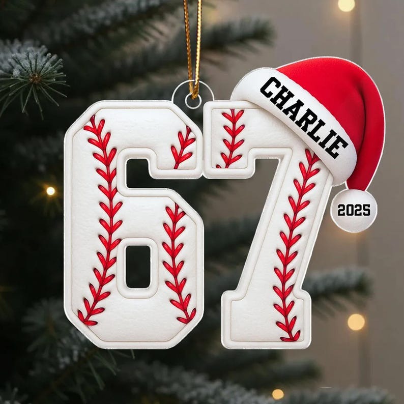 Personalized Acrylic Sport Ornament, Funny Six Seven 67 Sports Ornament, Funny Teenager Christmas Gifts, Teen Slang Ornament, Sports Lover