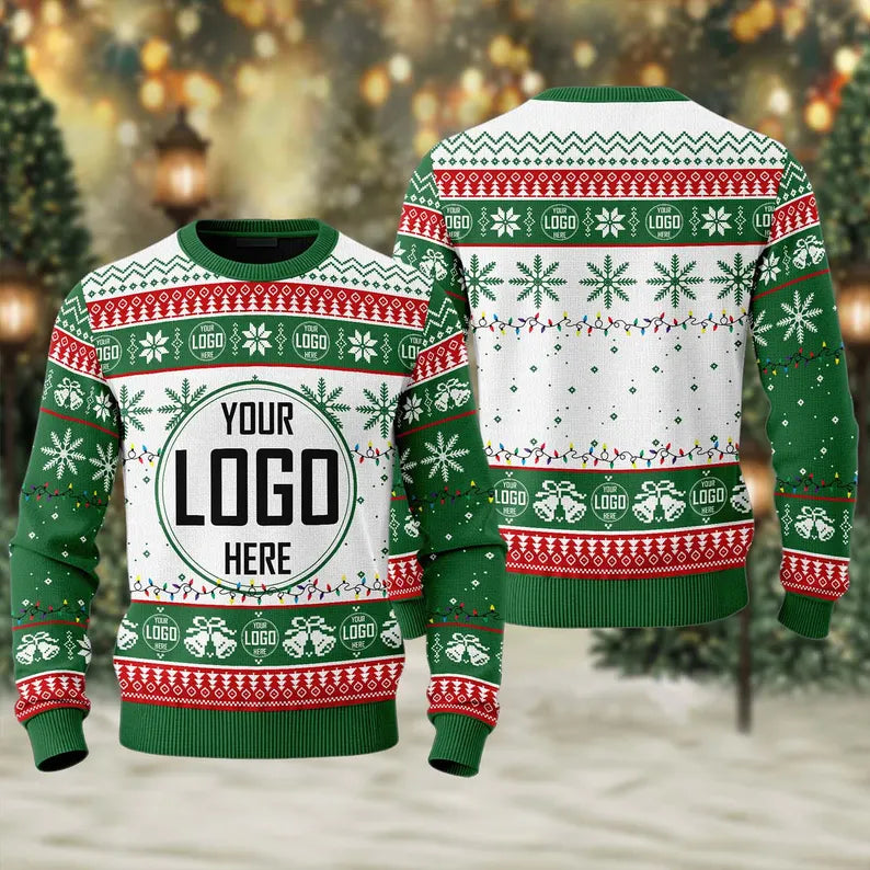 Personalized Company Logo Xmas Sweatshirt, Custom Photo Christmas Sweatshirt, Company Christmas Ugly Sweater
