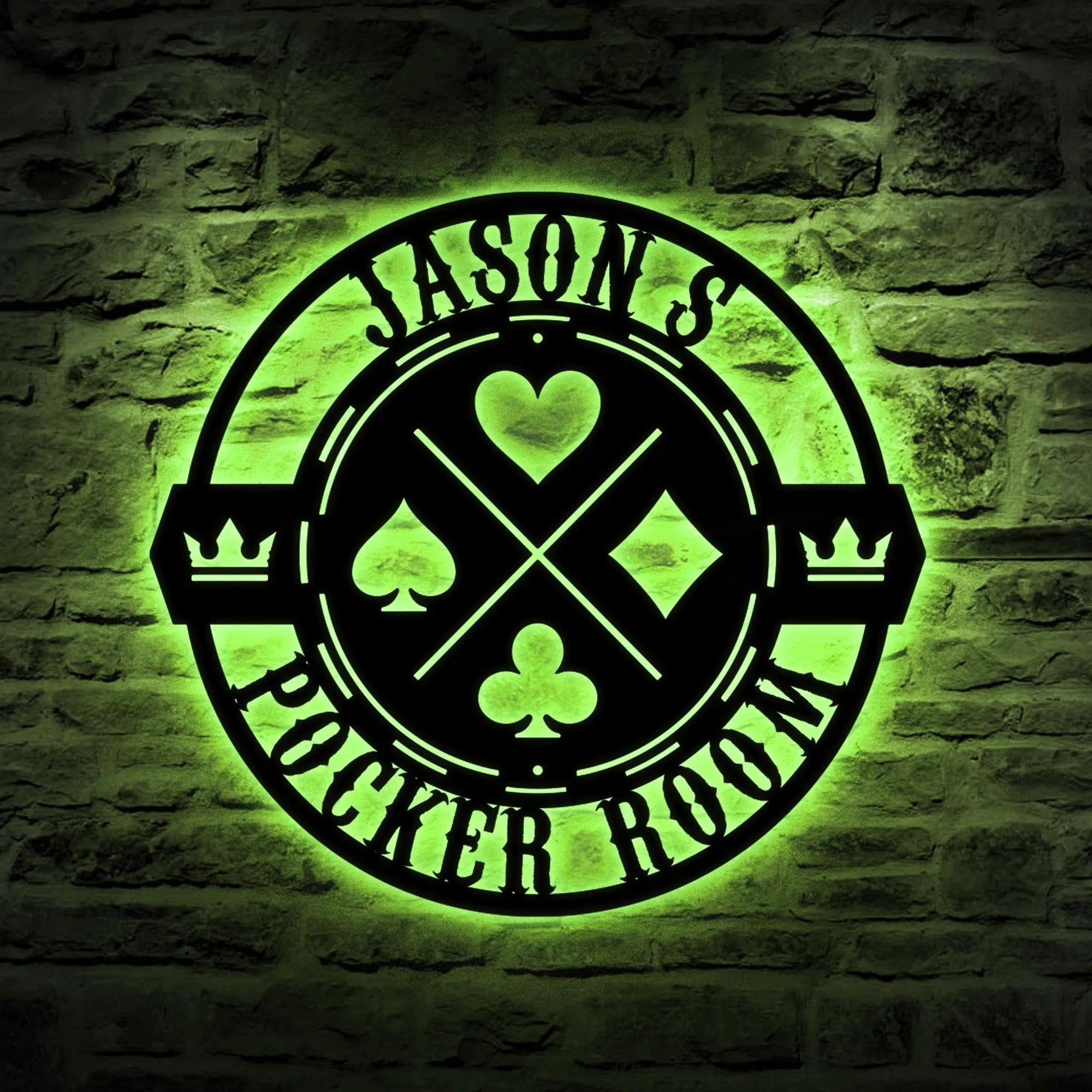 LED Poker Room Wall Sign,  Custom Poker Name Metal Wall Art, Gift For Poker Lover