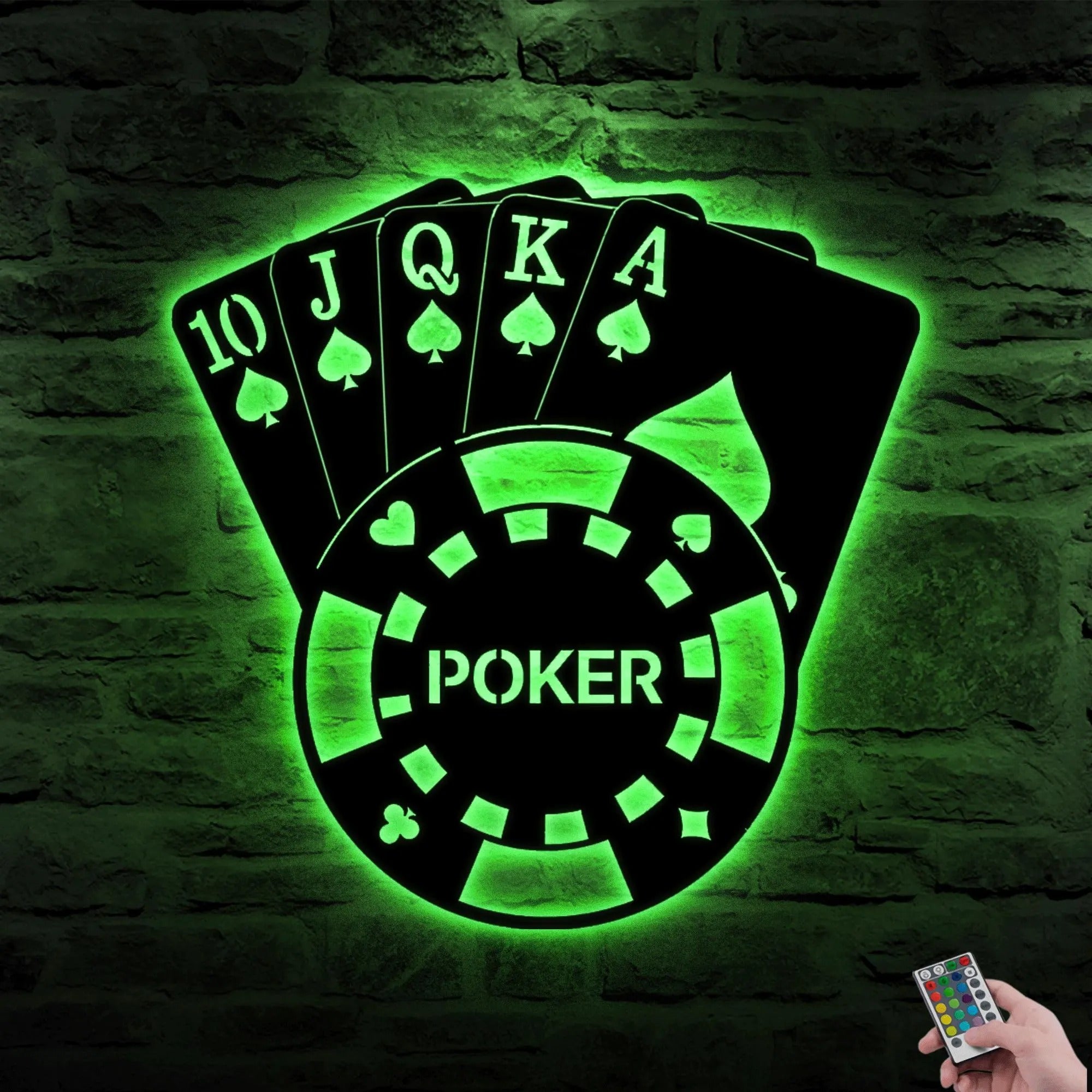 Personalized Chip Poker Metal Wall Art LED, Gift For Poker Lover, Poker Game Room Decor