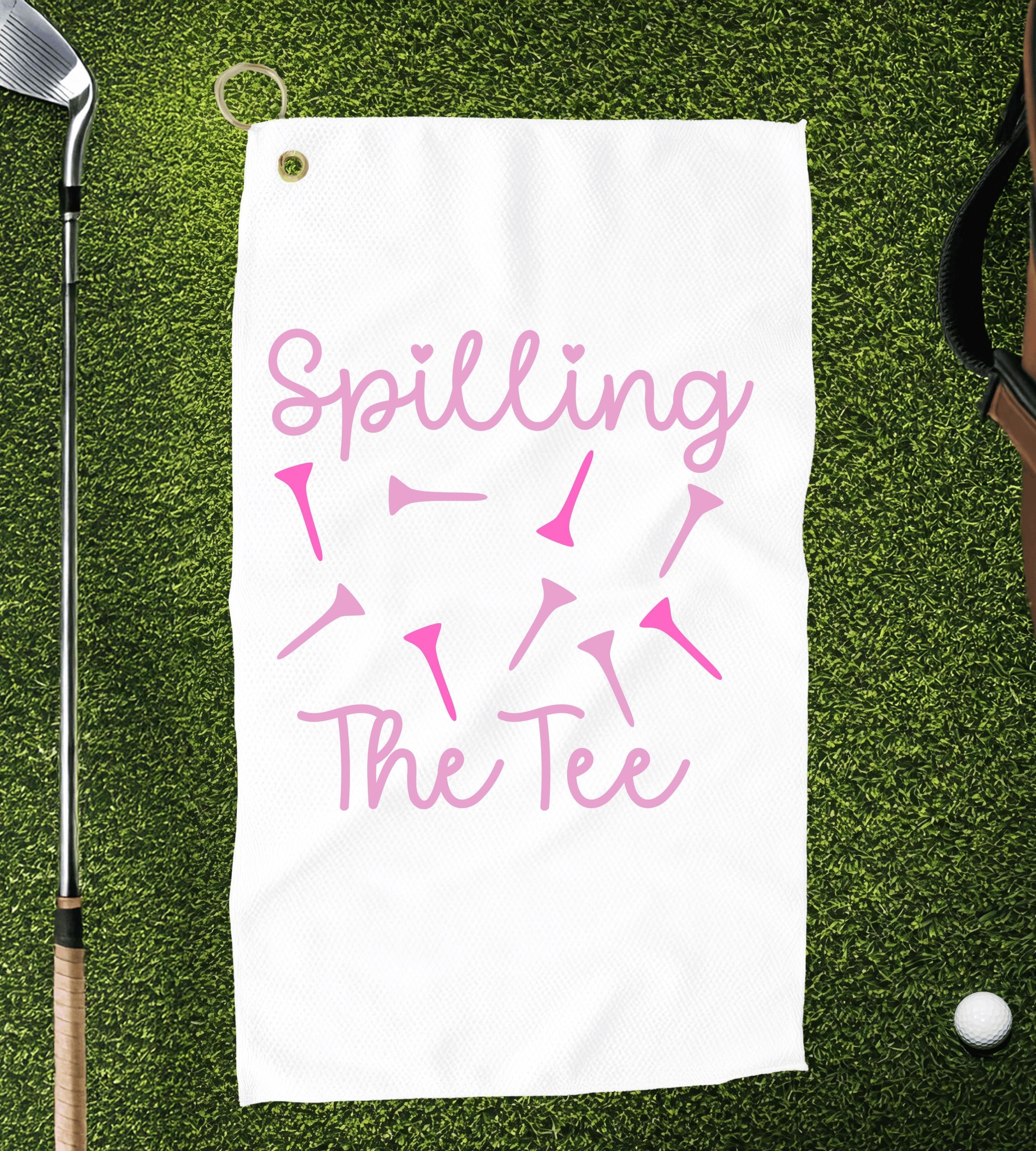 Funny Golf Girl Towels, Spilling the Tea Towels, Funny Golf Towel, Gift for Golfers,  Golf Bachelorette Tee