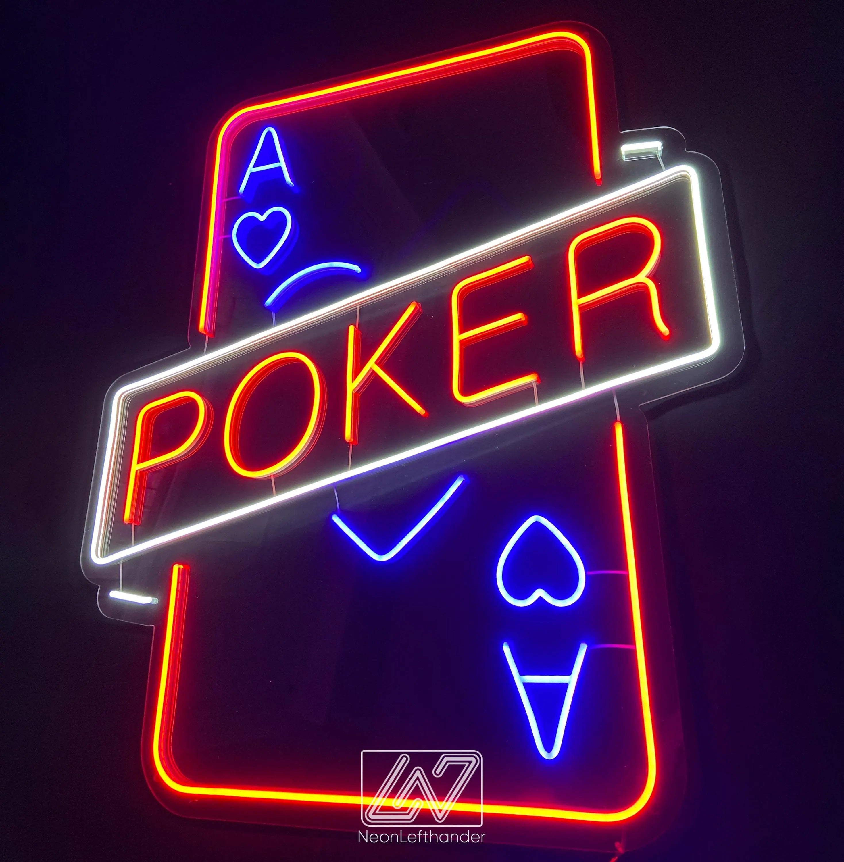 Custom Poker LED Sign, Poker Neon Sign Wall Decor for Game Room or Bar, Casino Led Light Wall Art, Poker Room Wall Decor