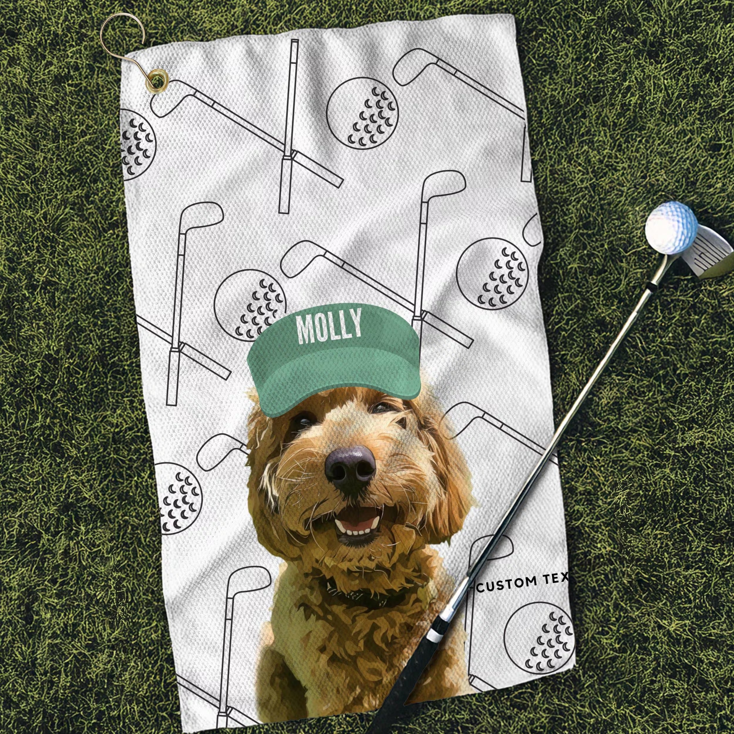 Custom Pet Golf Towel With Pet Photo - Photo Personalized Dog Name Golf Towel - Golf Gifts For Him Dog Lover
