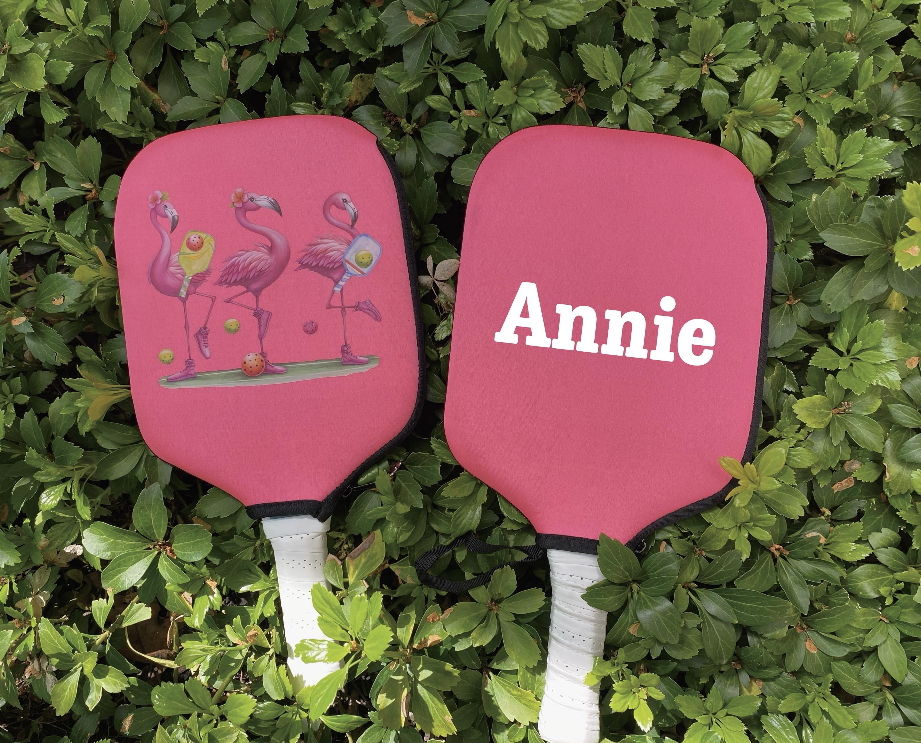 Personalized Pickleball Paddle Cover, Custom Paddle Case, Flamingo Pickleball Paddle Covers
