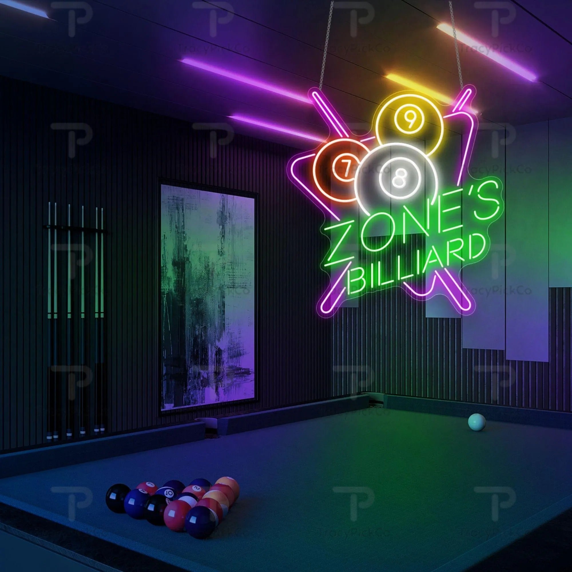 Personalized Billiards Neon Sign, Billiard Neon Sign Wall Decor For Ga ...