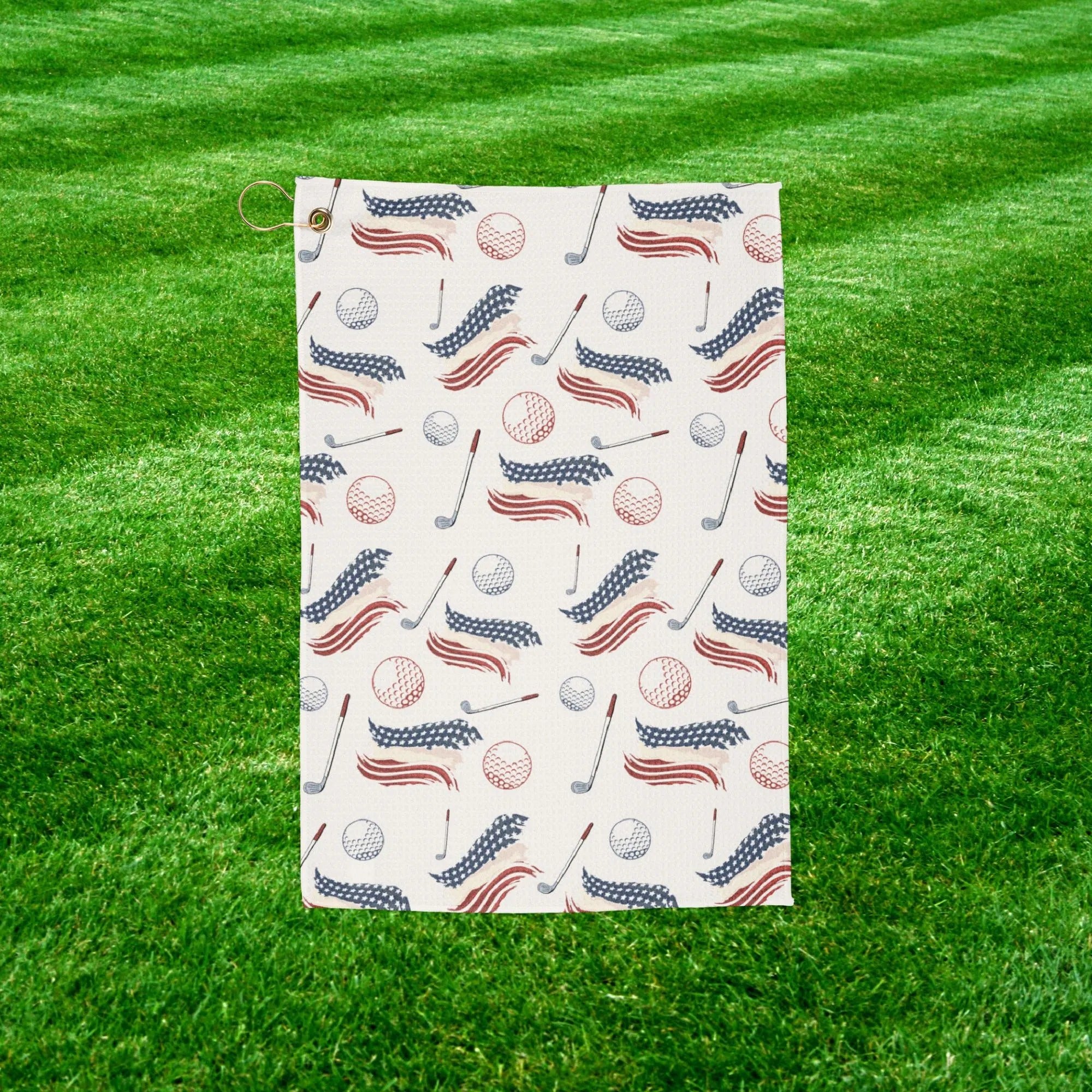 Patriotic American Flag Golf Towel, USA Flag Golf Gift, Fourth of July Golf Accessory, Funny Golf Towel For Men