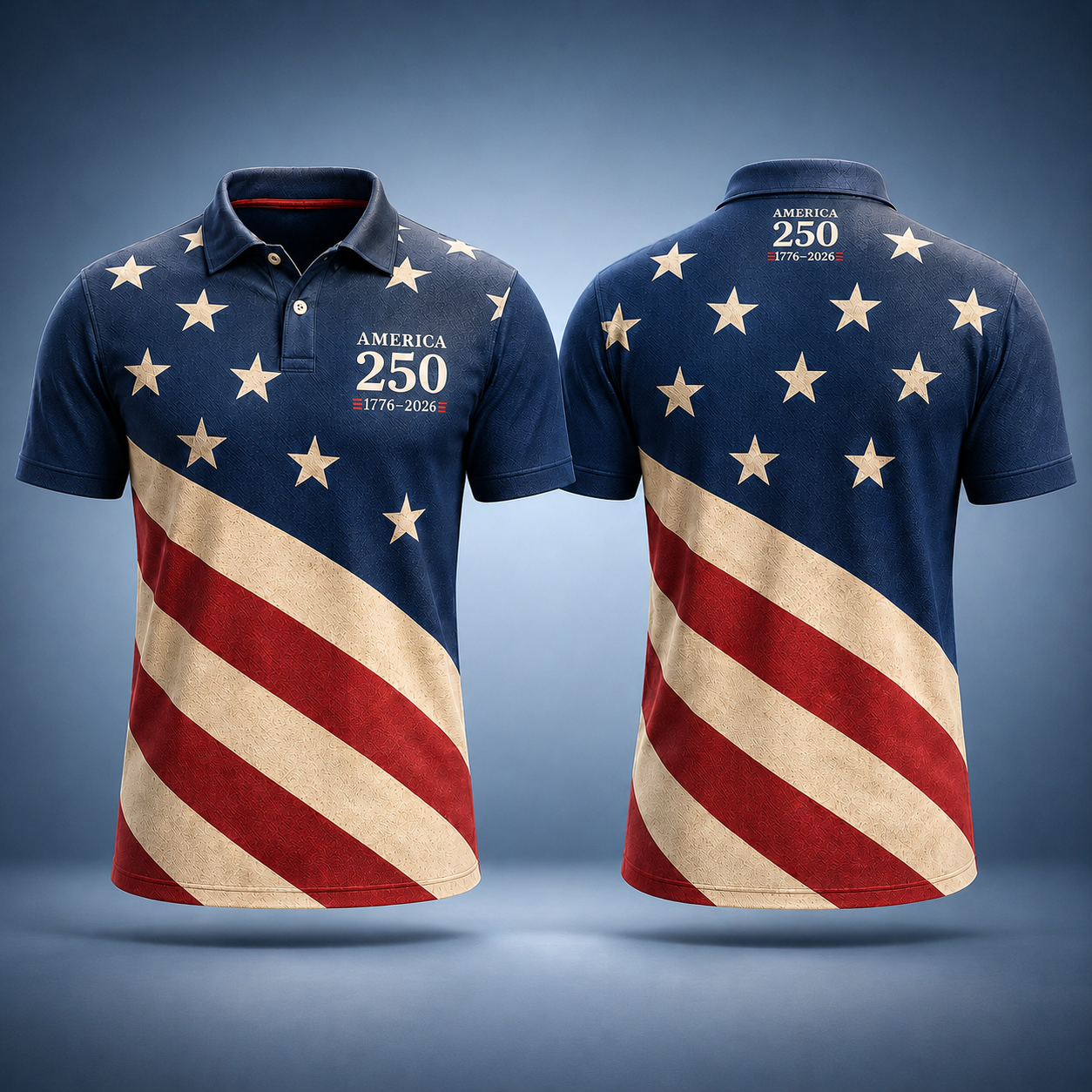 America 250 Polo Shirt for Men – Patriotic USA Flag Golf Polo, 1776–2026 4th of July Independence Day Shirt
