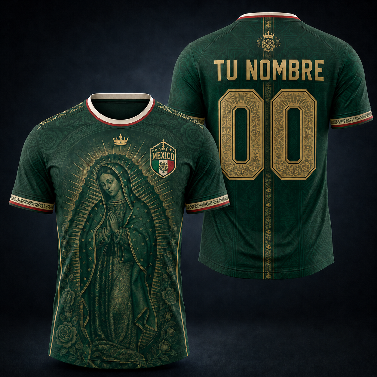 Personalized Mexico Guadalupe Soccer Jersey Set – Custom Name Number Catholic Heritage Football Shirt