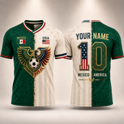 Personalized Mexico x America Soccer Jersey – Custom Name & Number World Cup 2026 Split Pride Football Gift for Men