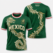 Mexico Quetzalcoatl football jersey – Green Feathered Serpent Heritage Football Fan Jersey, Mexican Pride World Fan Tee