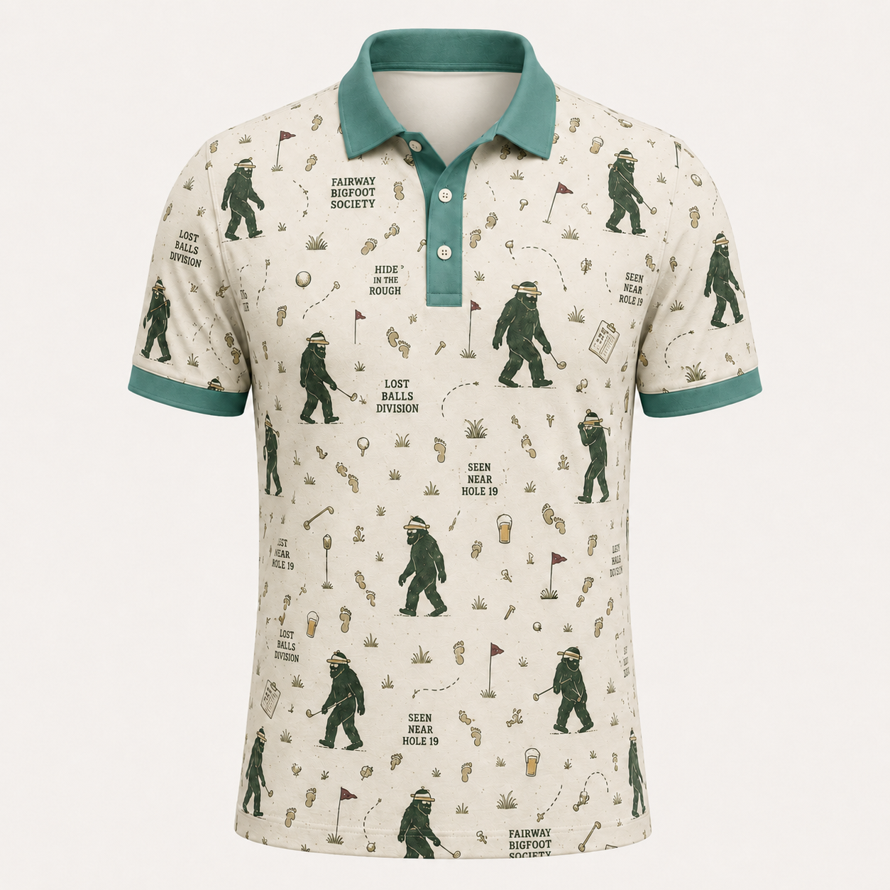 Fairway Bigfoot Society Funny Golf Polo Shirt For Men, Bigfoot Sasquatch Golf Shirt, Gift For Golfer