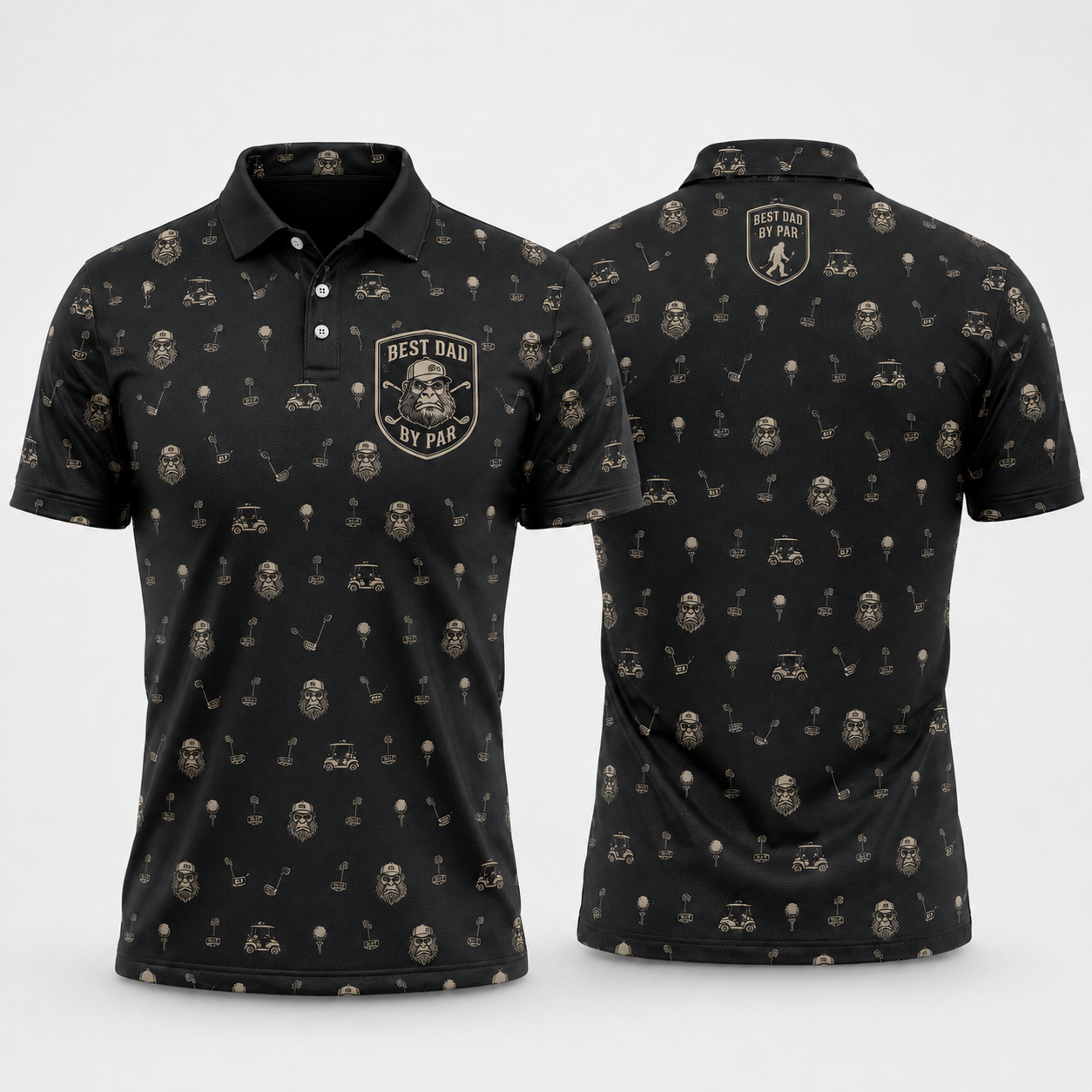 Best Dad By Par Golf Shirt for Men – Funny Retro Gorilla Golf Polo Father’s Day Gift for Dad