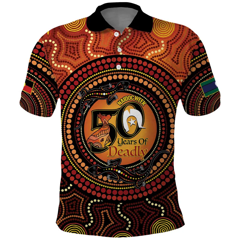 NAIDOC Week 2026 Personalized 50 Years of Deadly Lizard Kangaroo Polo Shirt, Golf Shirt For Men, Funny Golf Shirt