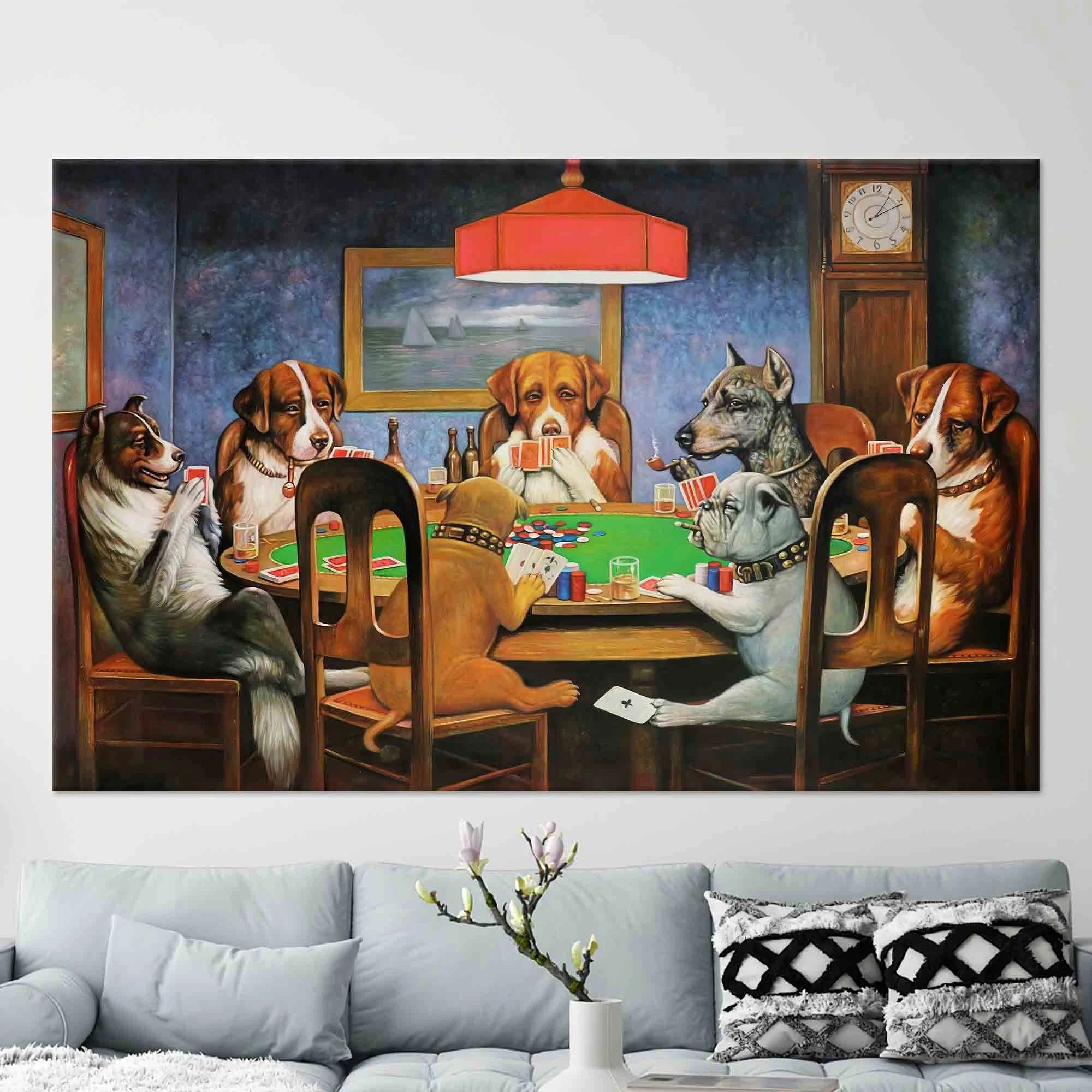 Dogs Playing Poker Poster Canvas, Classic Funny Wall Art for Game Room, Gift For Poker Lovers
