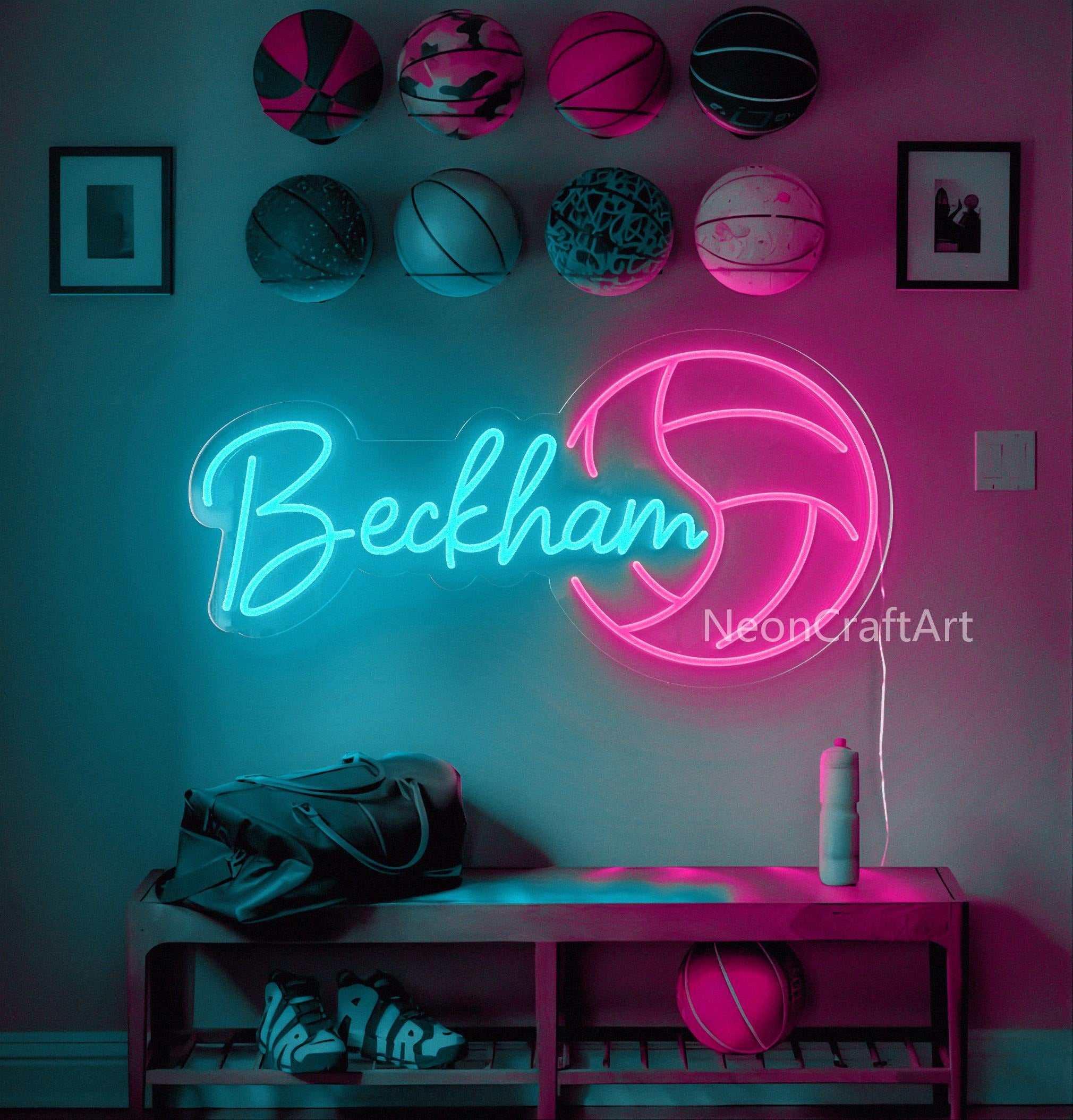 Custom Name Personalized Volleyball Neon LED Sign, Wall Decor For Sports Lovers, Volleyball Room Decor