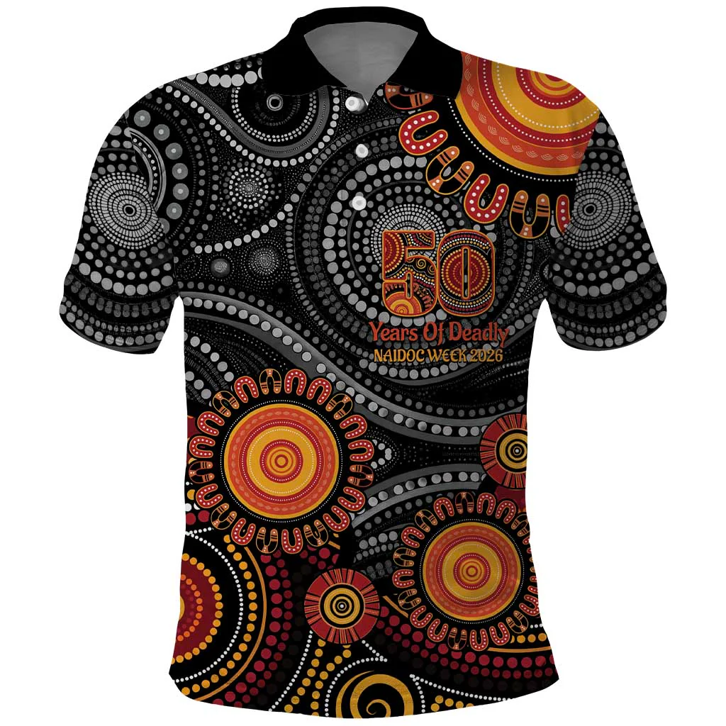 NAIDOC Week 50 Years Deadly Personalised Aboriginal Art Polo Shirt, Golf Shirt For Men, Funny Golf Shirt