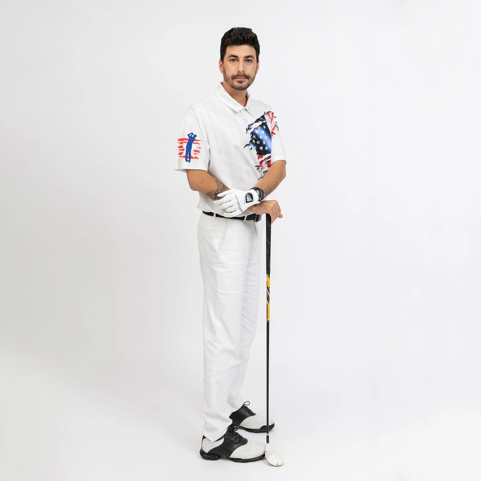 American Eagle Flag Golf Polo Shirt, Golf American Flag Polo Shirt, Patriotic Golf Polo, Golf Gift For Men