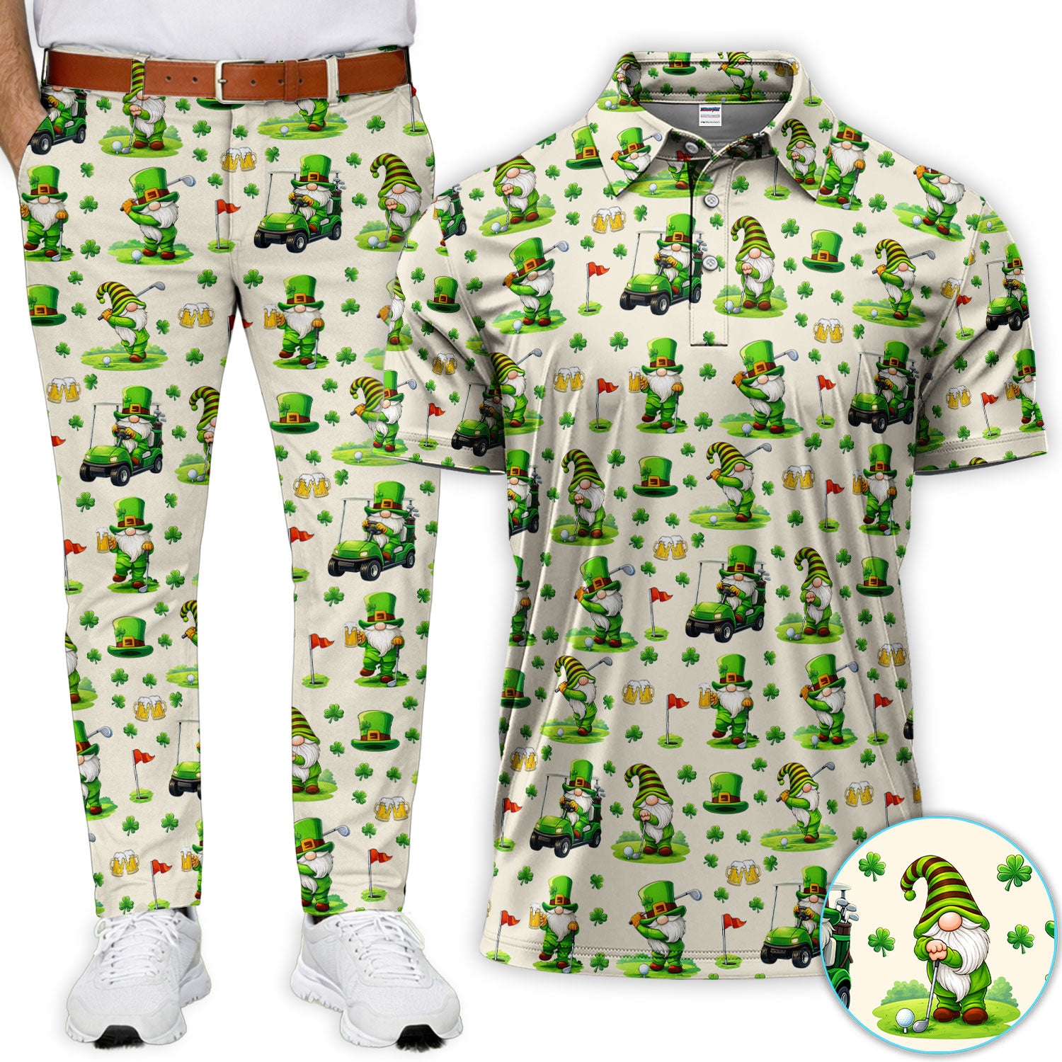 Crazy St. Patrick’s Day Pattern Golf Set, Leprechaun Golf Set For Men, Funny Golf Gift For Golfer
