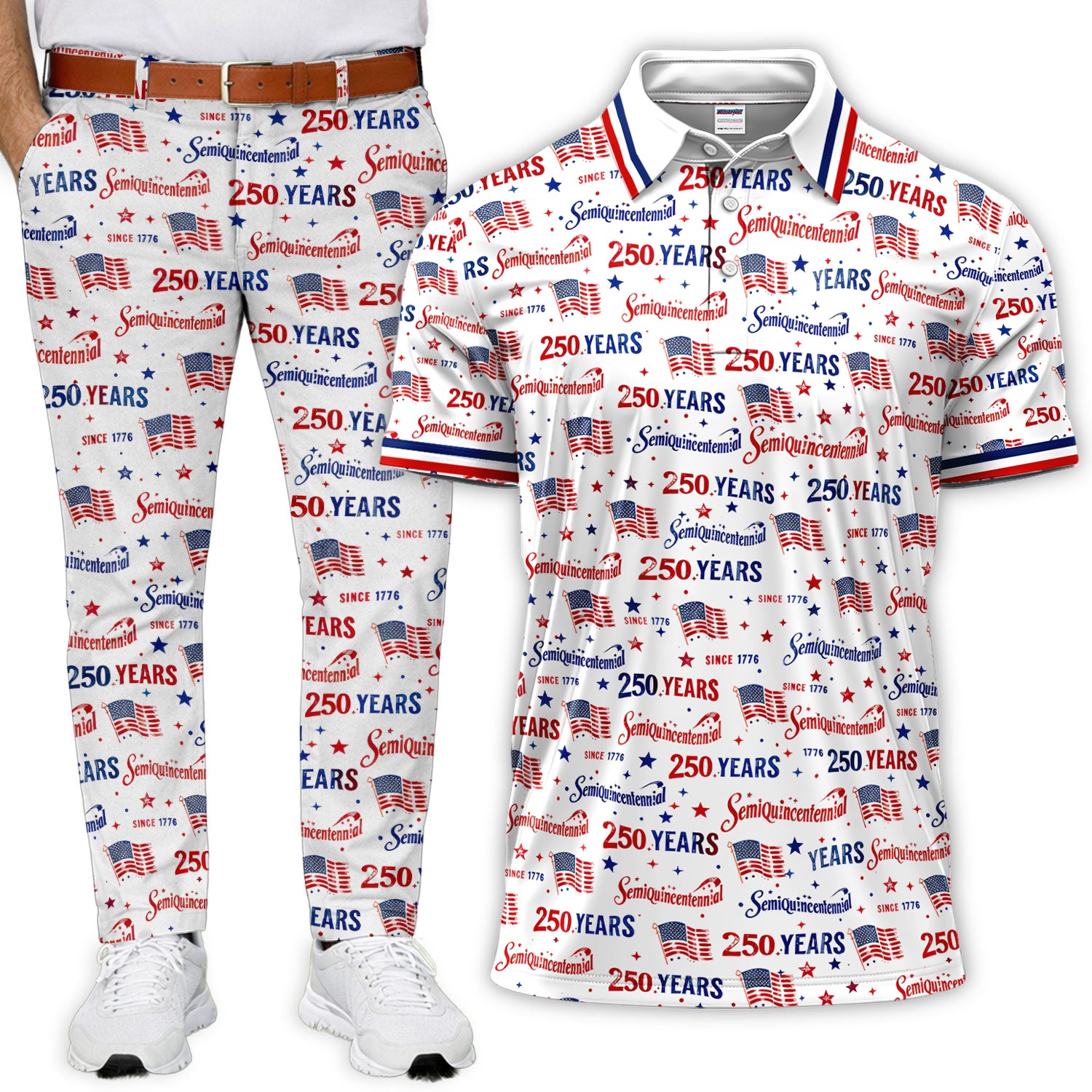 Semiquincentennial 250 Years Since 1776 Golf Set, 4th of July Independence Day Adults' Pants, Golf Set For Men