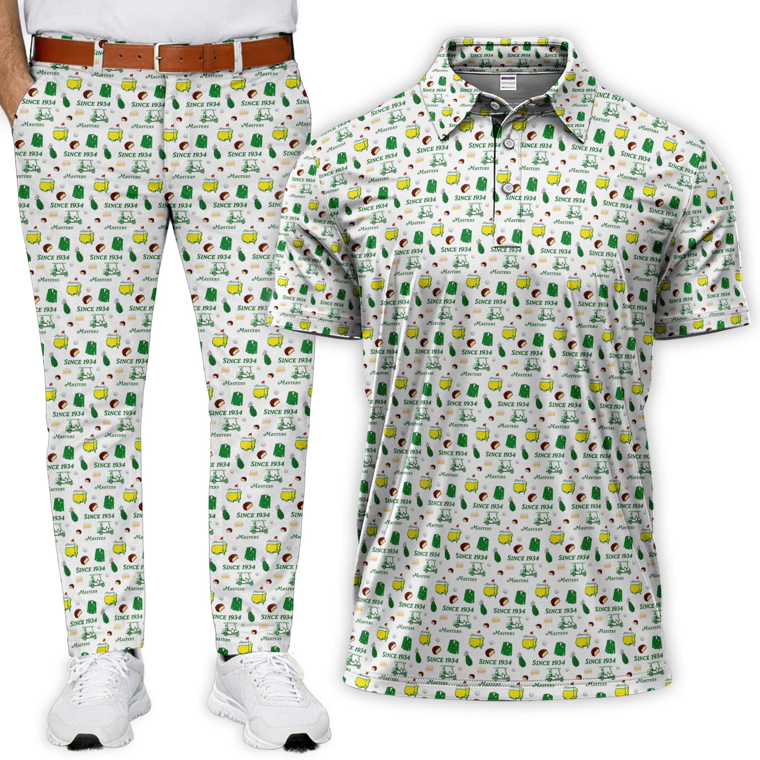 Masters Golf Augusta National Seamless Pattern Golf Set, Mens Golf Pants, Golf Set For Men