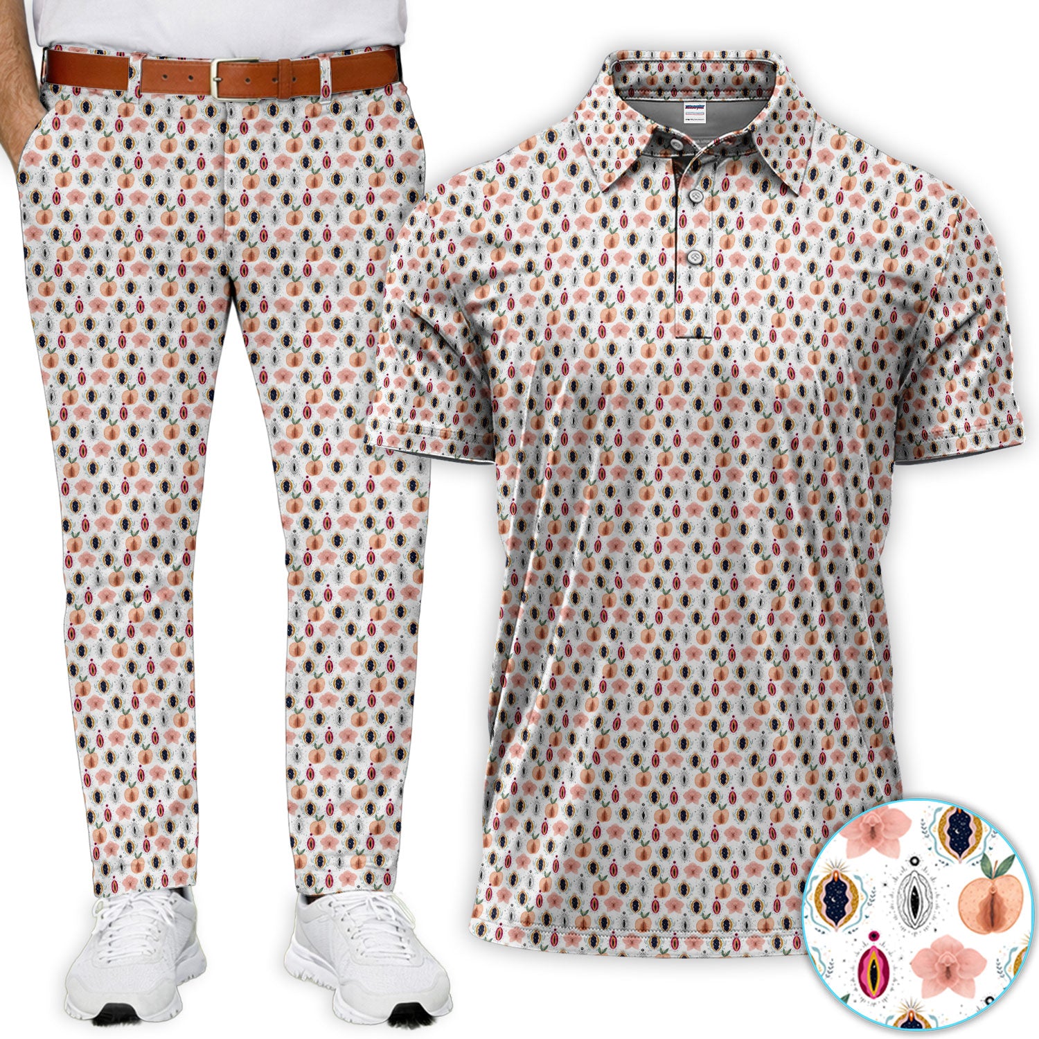 Abstract Floral Art Pattern Golf Set, Crazy Golf Set For Men, Funny Golf Gift For Golfer