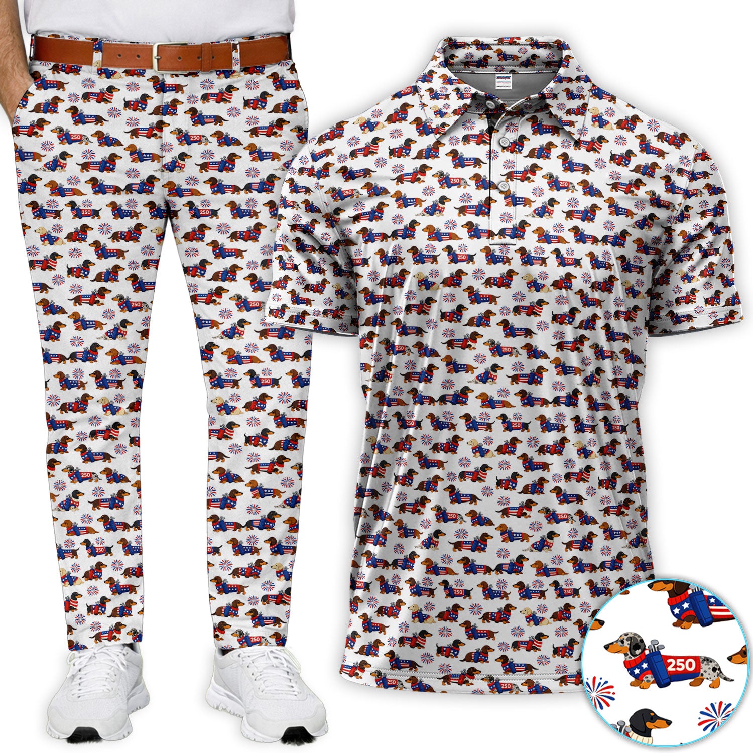 America 250 Dachshund Golf Set, Funny Patriotic Wiener Dog 250th Golf Set, Golf Gift For Men