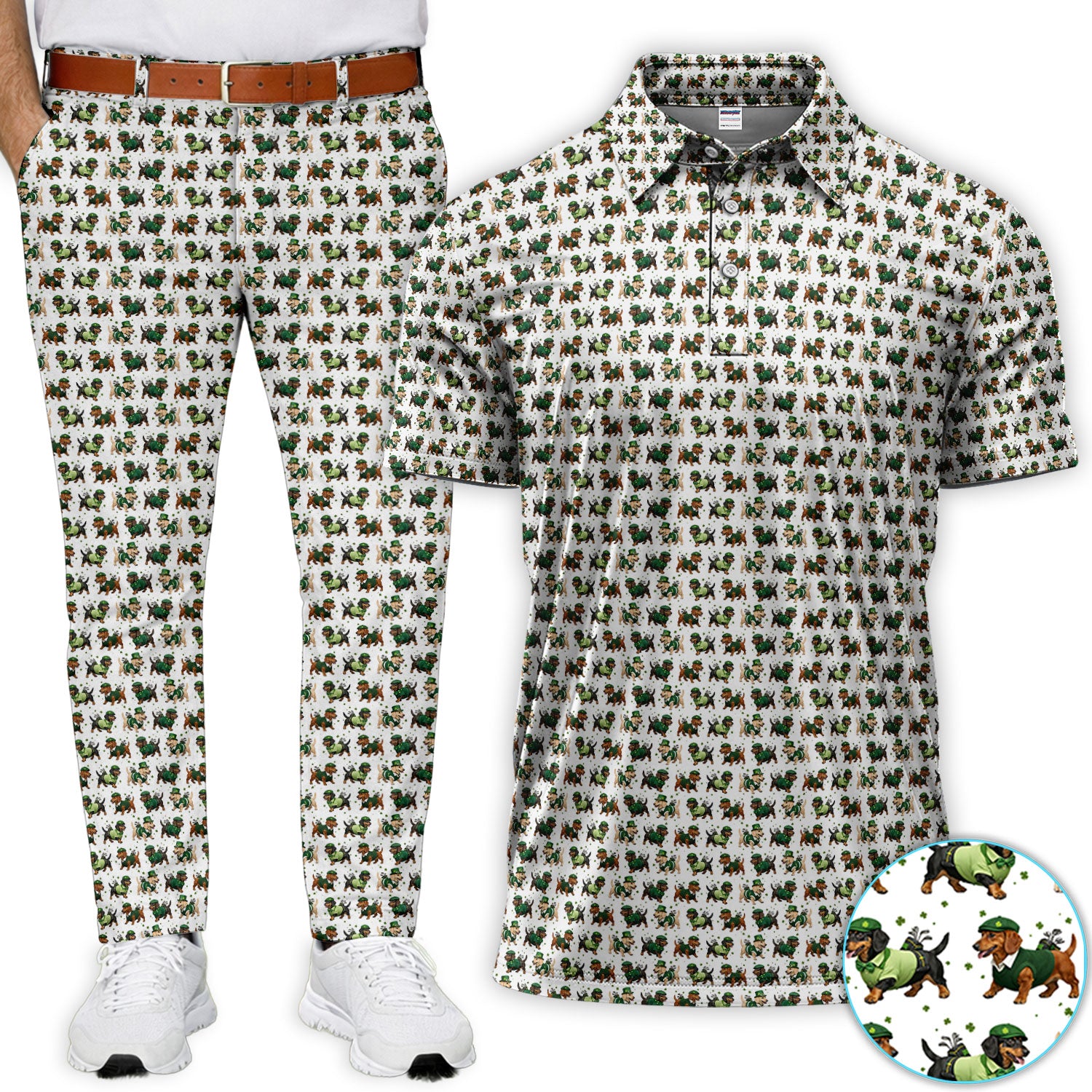 Dog St. Patrick’s Day Pattern Golf Set, Dachshund Golf Set For Men, Funny Golf Gift For Golfer