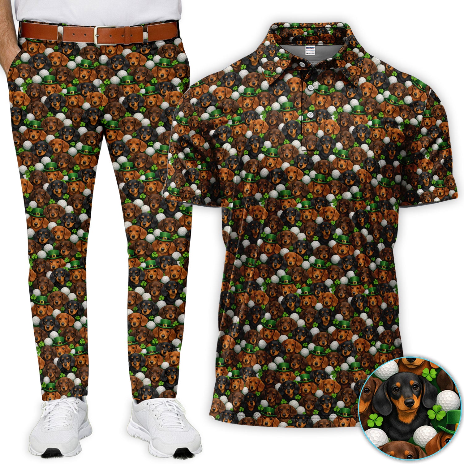 Dachshund St. Patrick’s Day Golf Set, Wiener Dog Pattern Golf Set For Men, Funny Golf Gift For Golfer