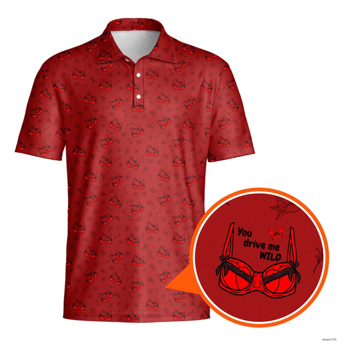 You Drive Me Wild Lingerie Pattern Polo Shirt, Funny Sexy Print Golf Shirt For Men, Golf Gift For Golfer